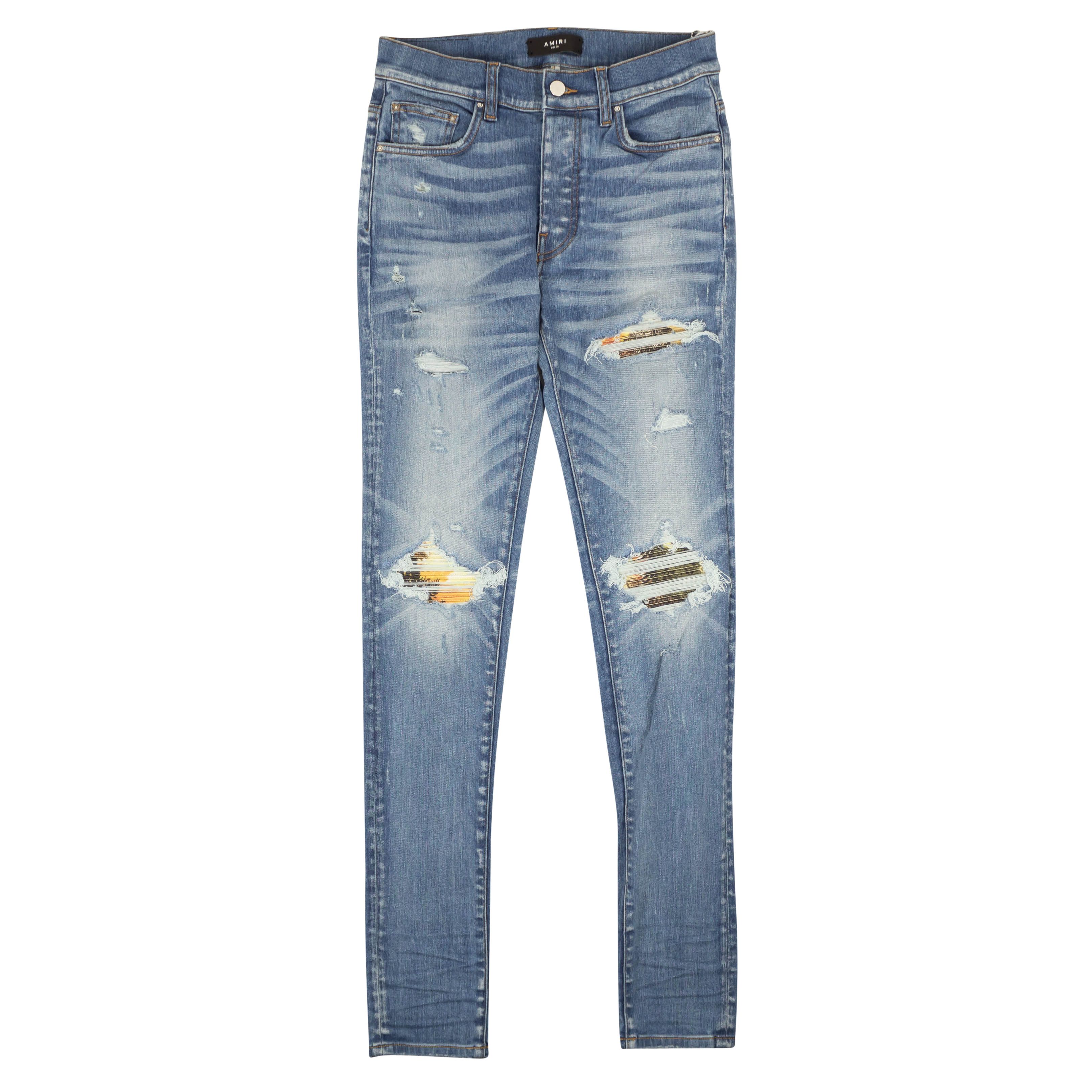 image of Amiri Aloha Mx1 Jean 70's Indigo Straight-Fit Jeans Size 38, Men's
