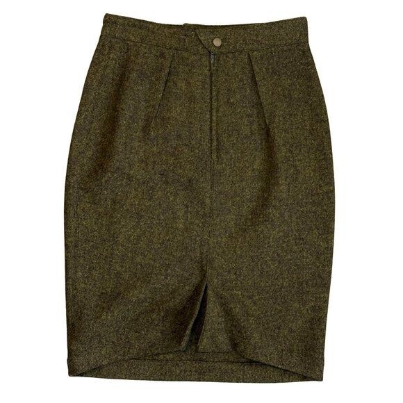Thierry Mugler 535. THIERRY MUGLER Vintage 80s 100% Wool Green Pencil Skirt Size 27" / US 4 / IT 40 - 3 Thumbnail