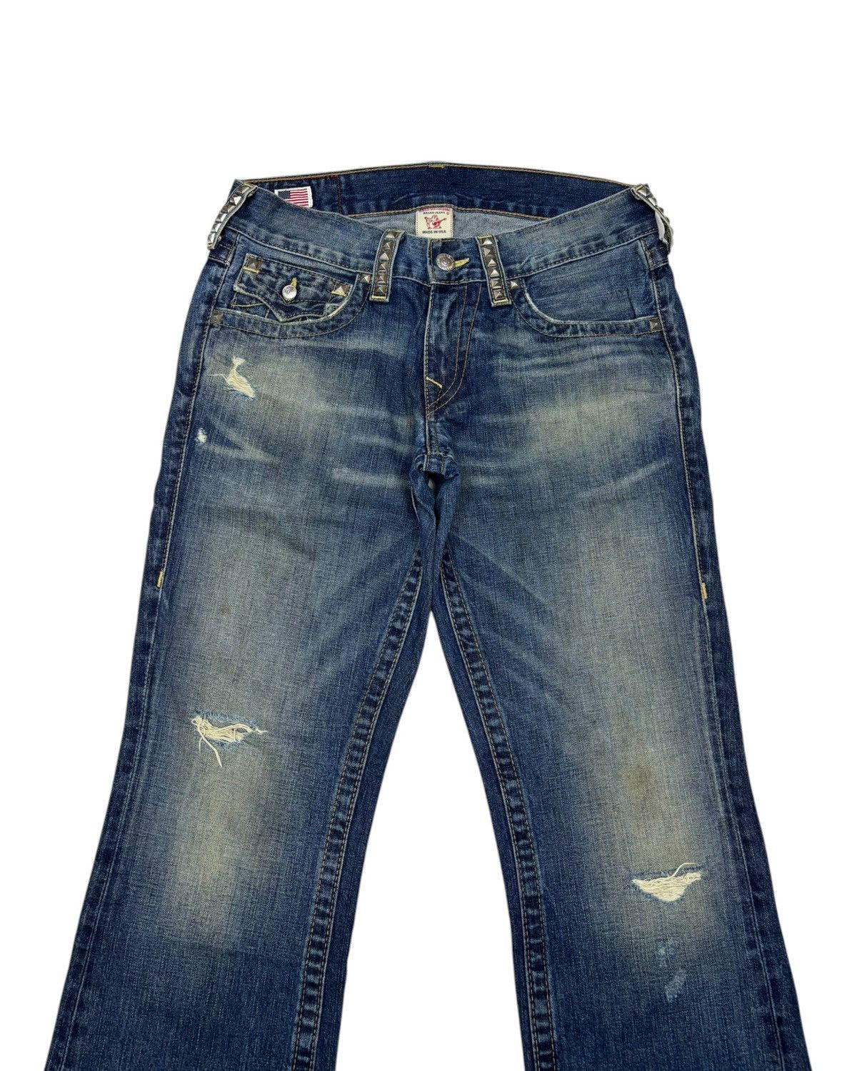 True Religion TRUE RELIGION METAL STUDDED FLARE JEANS BOOTCUT BILLY Size 31" - 7 Thumbnail