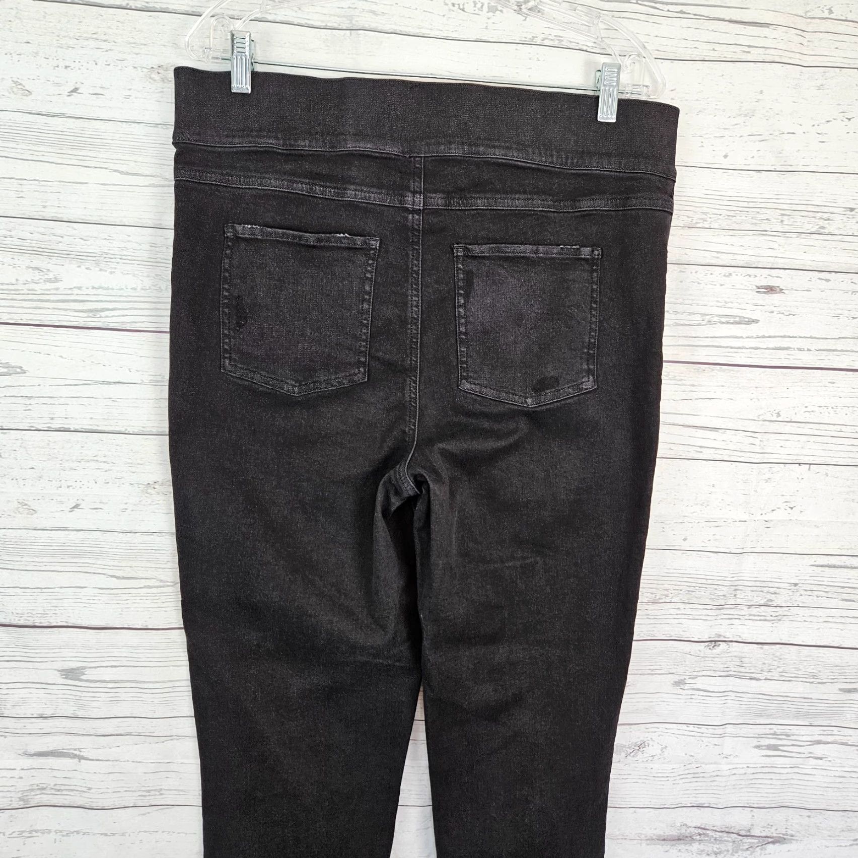 Spanx Spanx Womens Skinny Jeans Sz 1X Black Distressed High Rise Raw Hem Jeans Women's Plus Size 1X Distressed Black Size 40" / US 18 - 4 Thumbnail