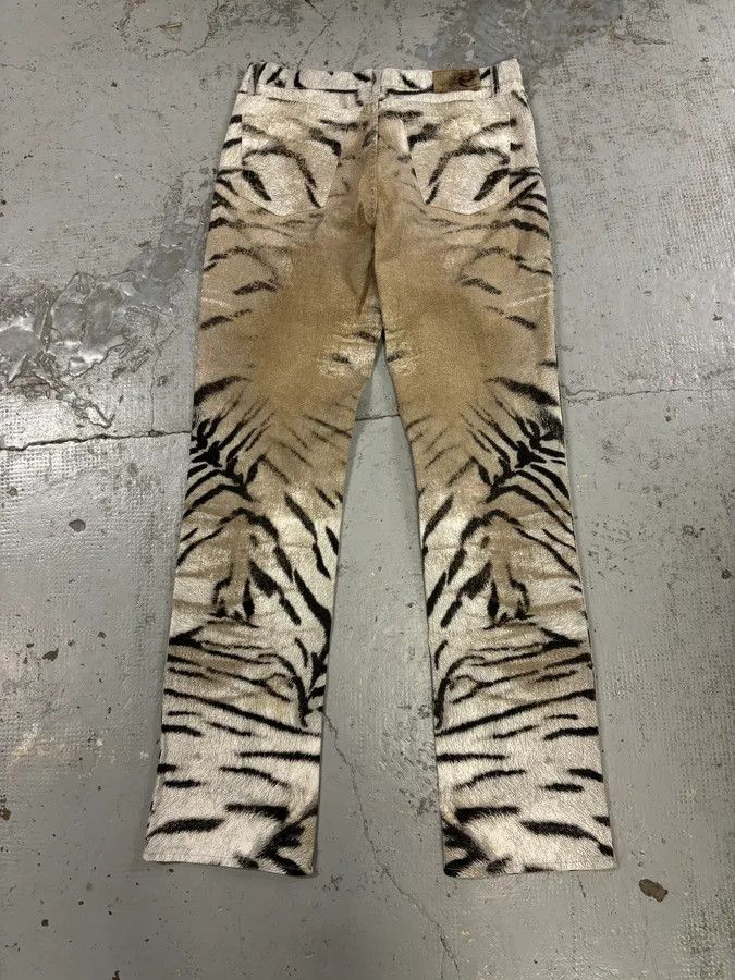 Just Cavalli 2000s Cavalli White & Beige Zebra Gradient Pants Size US 32 / EU 48 - 2 Thumbnail