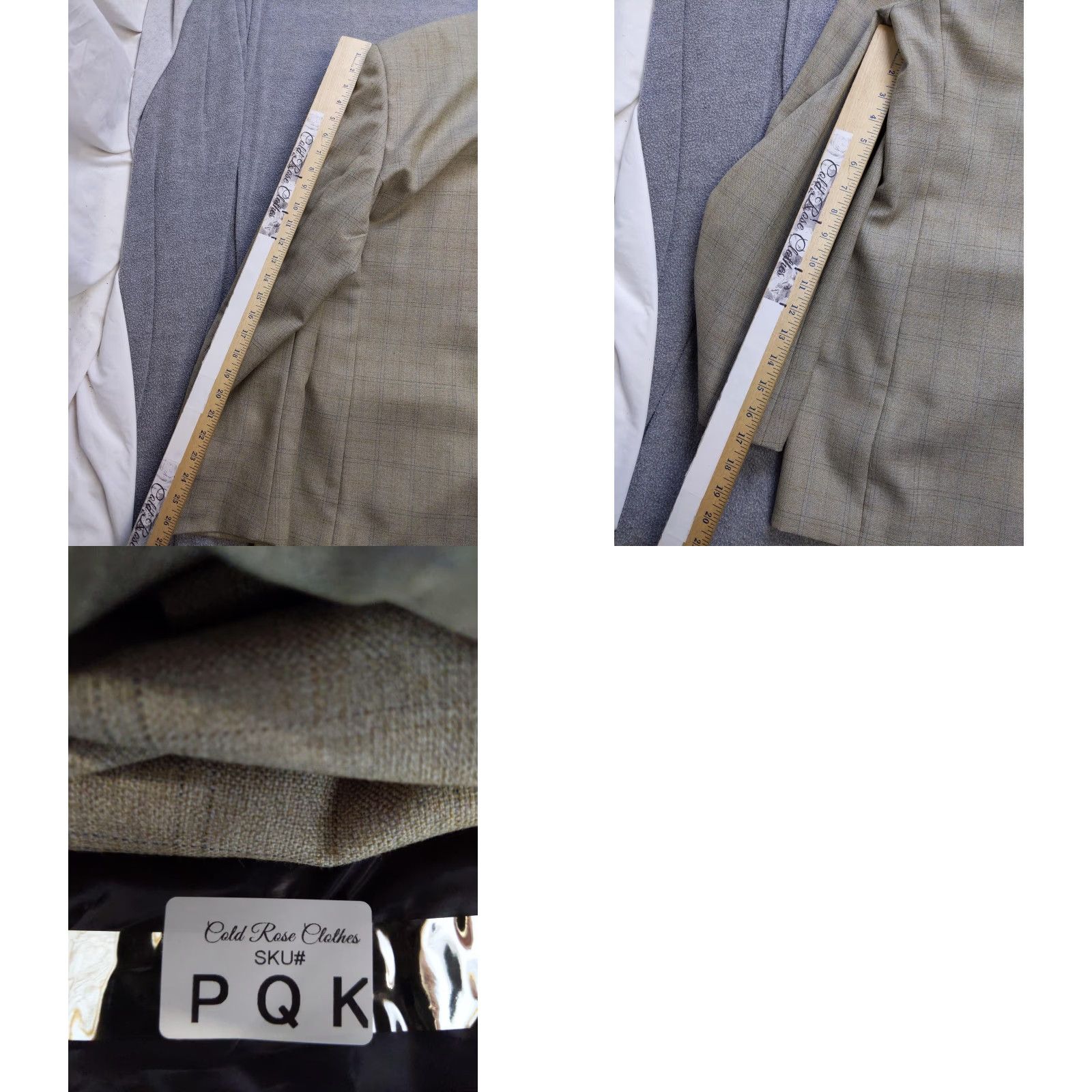 Vintage Versini Blazer Mens 50 Long Tan Beige Windowpane Wool Blend Sport Coat Jacket Size 50R - 9 Thumbnail