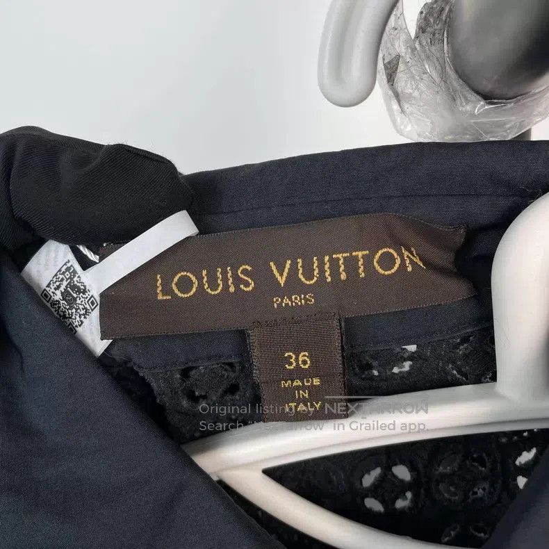 Louis Vuitton Louis Vuitton Black Long Shoulder Embroidered Shirt Dress Size XS / US 0-2 / IT 36-38 - 6 Thumbnail