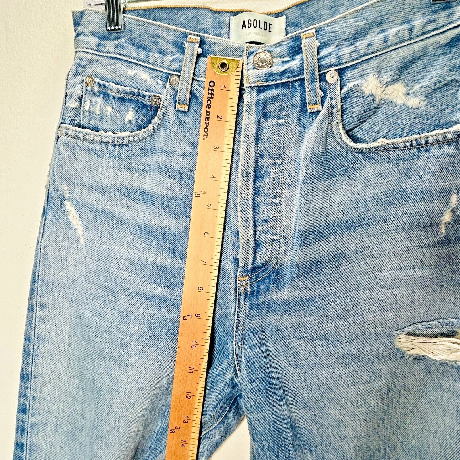 Agolde Agolde Medium Wash Mid Rise Button Fly Straight Jeans 24 Size 24" / US 00 / IT 34 - 11 Thumbnail