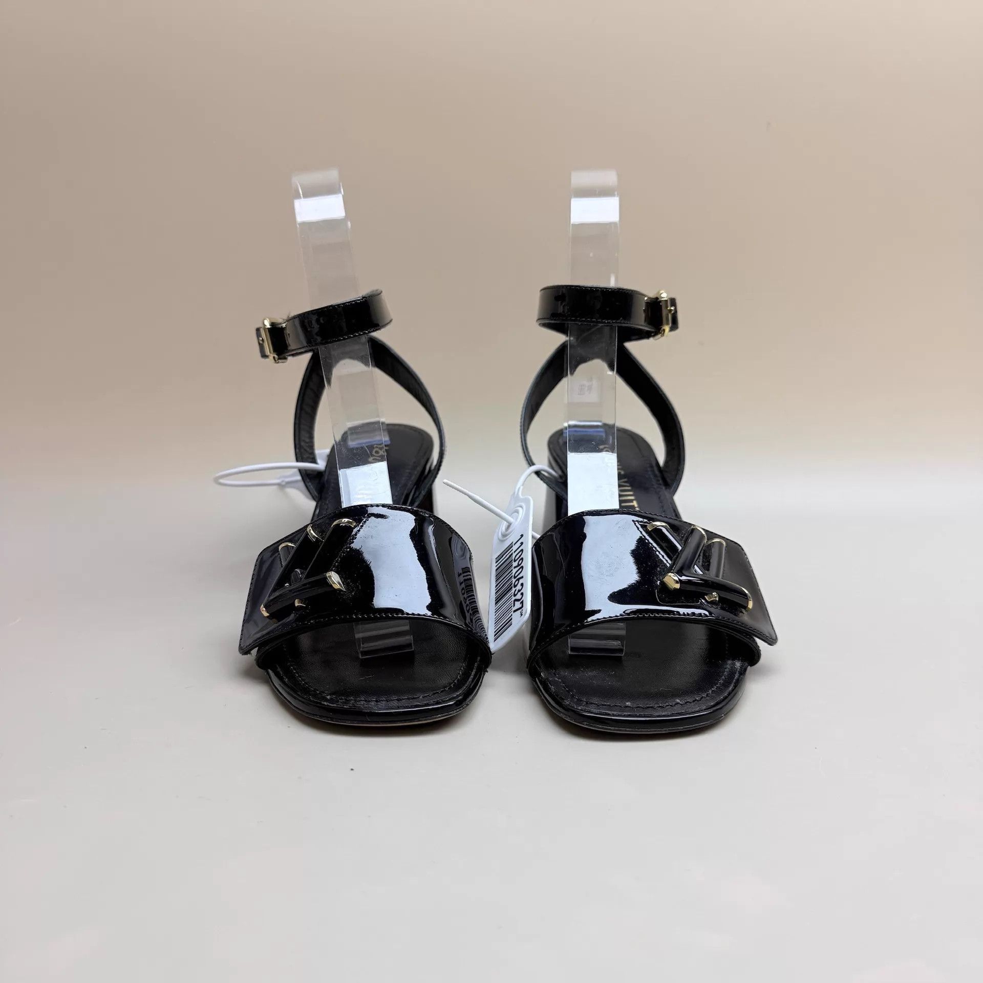 Louis Vuitton LV Black Gold Logo Strap Sandals 35 (Mint) Size US 4.5 / IT 34.5 - 2 Thumbnail