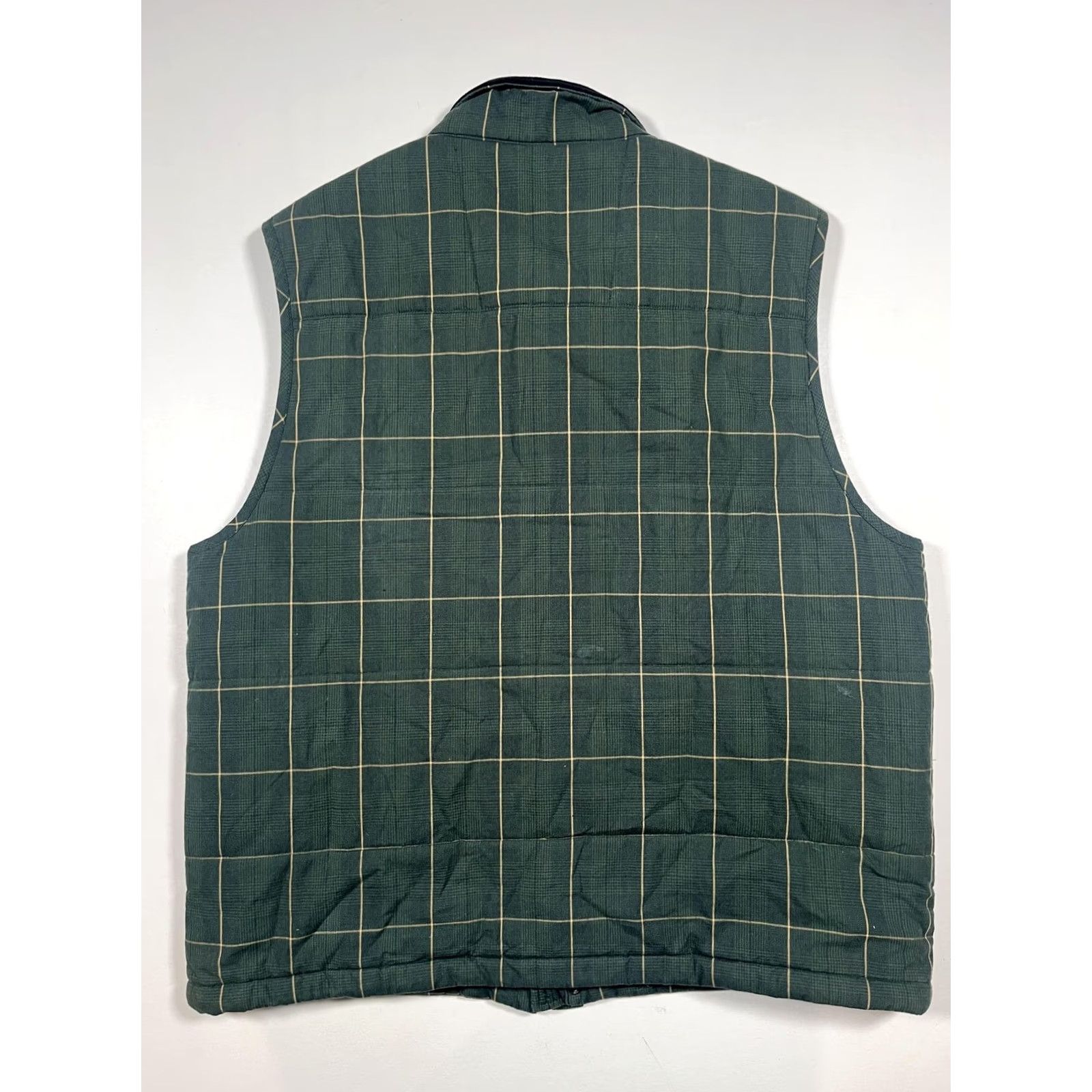 Izod VINTAGE IZOD Vest Mens XL Green Plaid Quilted Insulated Snap Pockets Lined Outdoor Size US XL / EU 56 / 4 - 2 Thumbnail