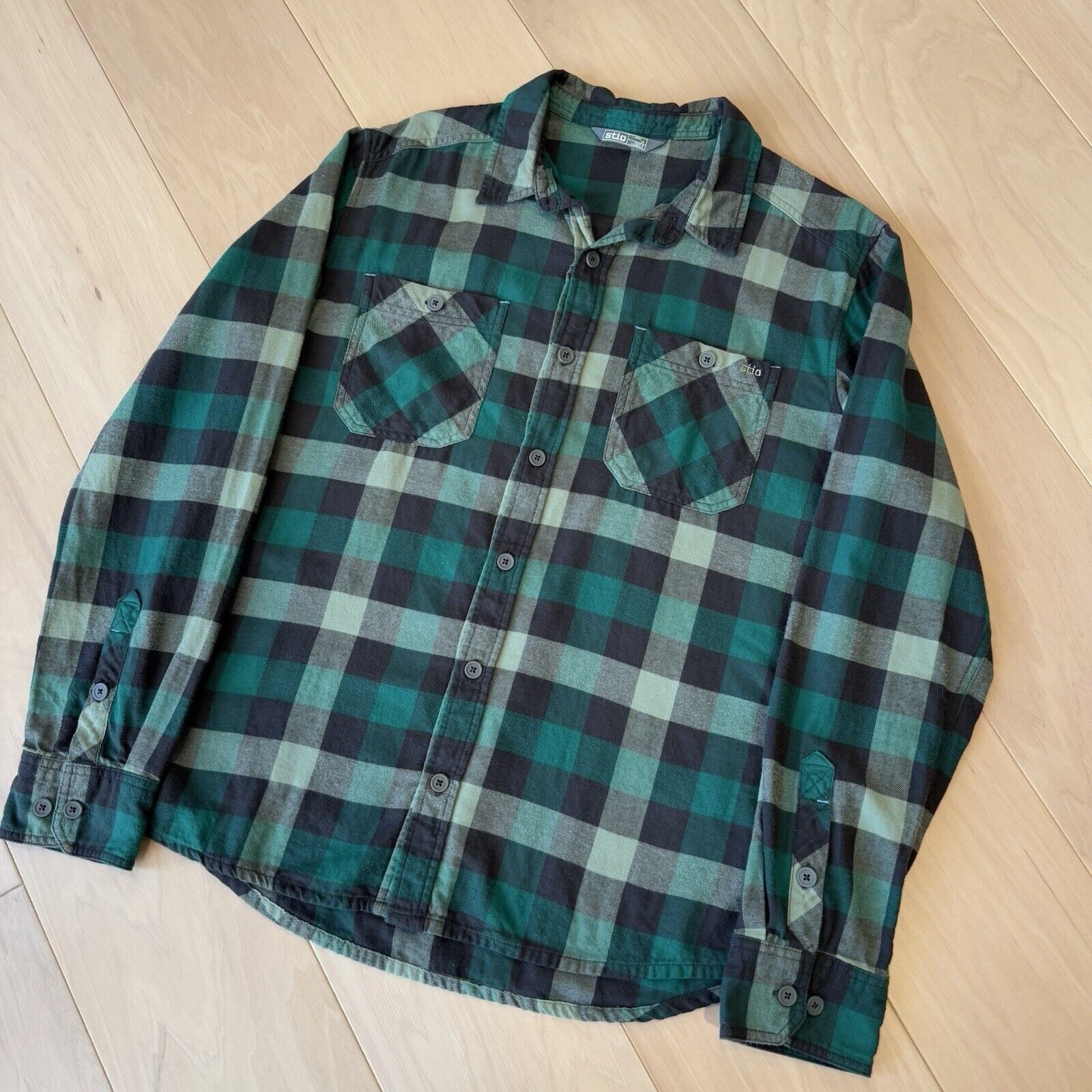 Stio Stio Flannel Medium Green Black Button Up Shirt Casual Size US M / EU 48-50 / 2 - 9 Thumbnail