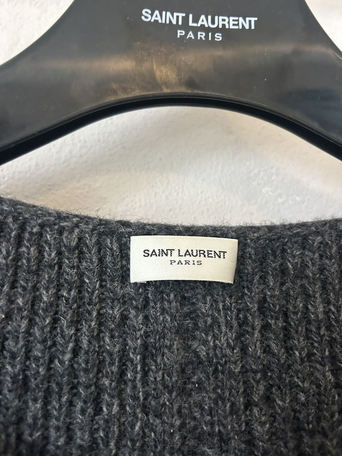 Saint Laurent Paris Saint Laurent Paris Boat Neck Chunky Knit Sweater Size US L / EU 52-54 / 3 - 3 Thumbnail