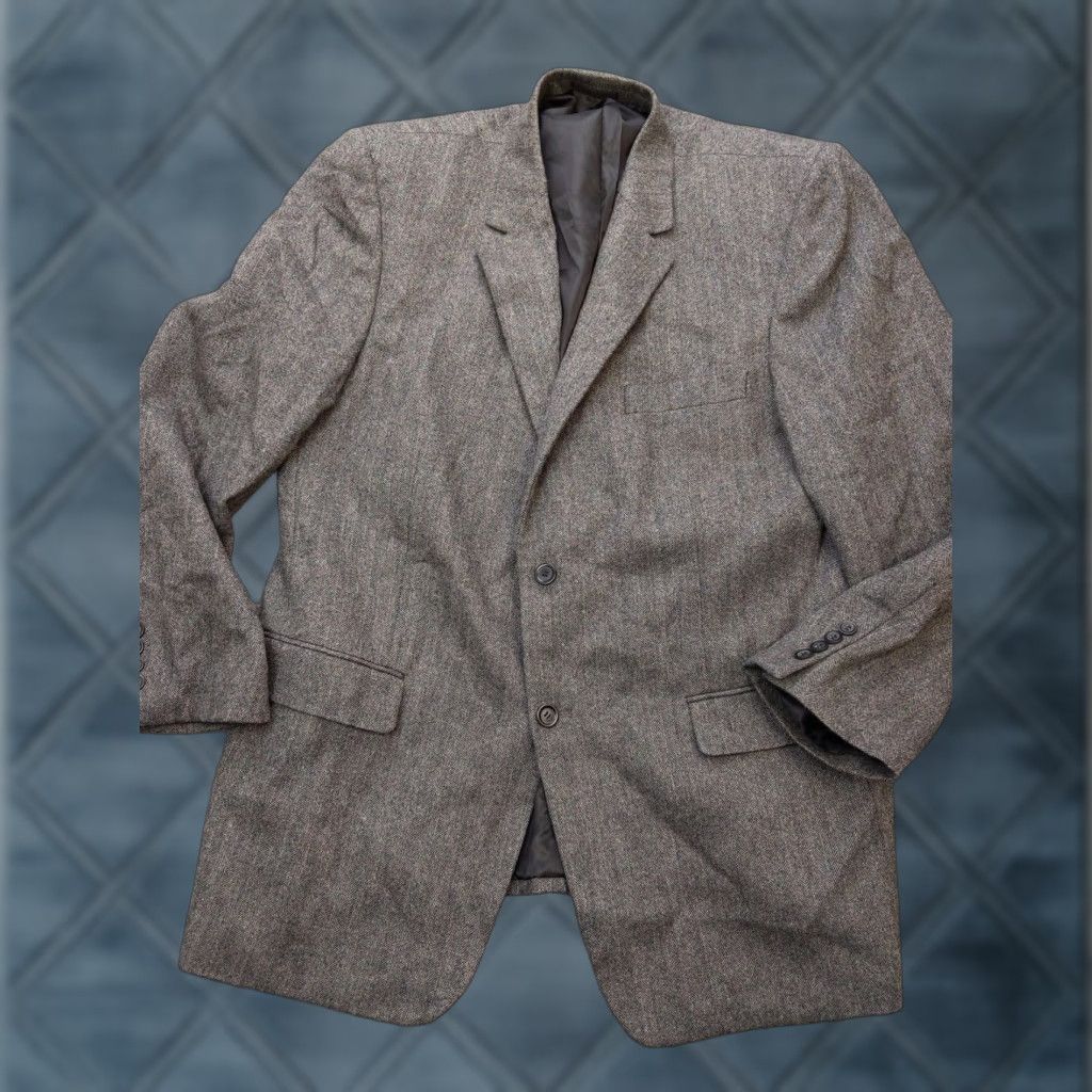 Vintage Chereskin Blazer Mens 44R Gray Herringbone Wool Silk Cashmere Sport Coat Jacket Size 44R - 1 Thumbnail