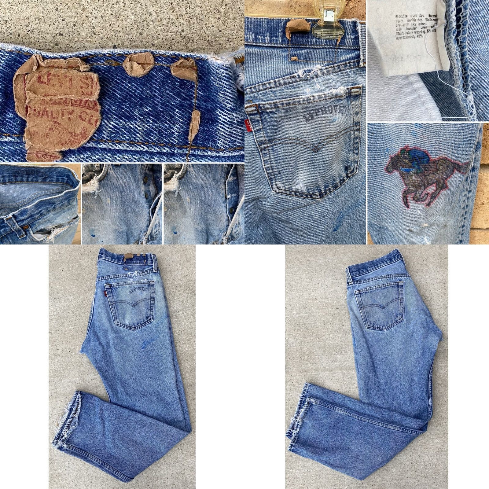 Levi's VINTAGE Levi's 501 Jeans Distressed 5-Pocket Denim Cotton Blue Men 34 Regular Inseam 33 29.5 32 29.5 501 Model 90s See Pics Mens Size US 34 / EU 50 - 8 Thumbnail