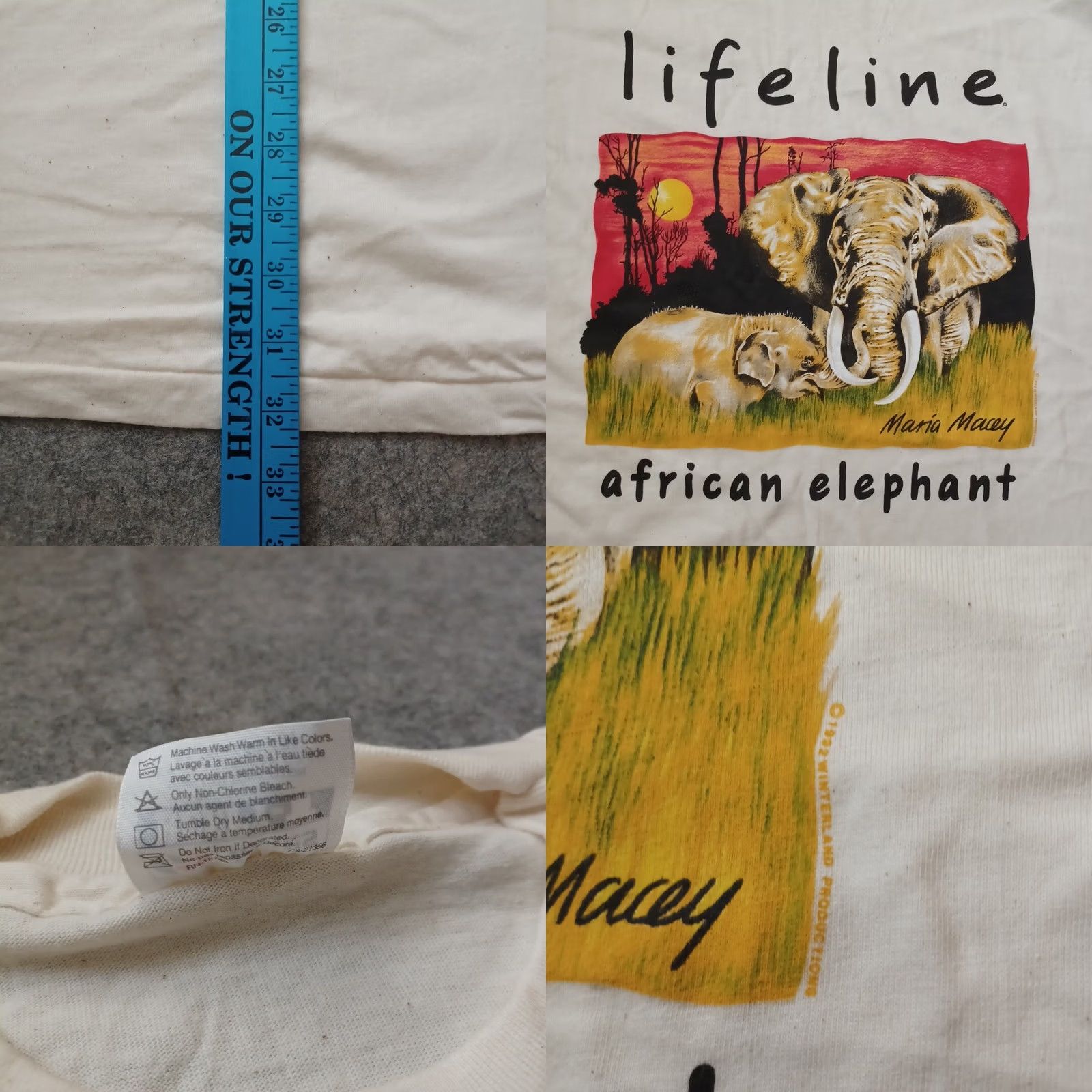 Hanes VINTAGE Lifeline T Shirt Mens XL Cream African Elephant Winterland Productions 90s Hanes Beefy-T USA Animals Emoji? Size US XL / EU 56 / 4 - 8 Thumbnail
