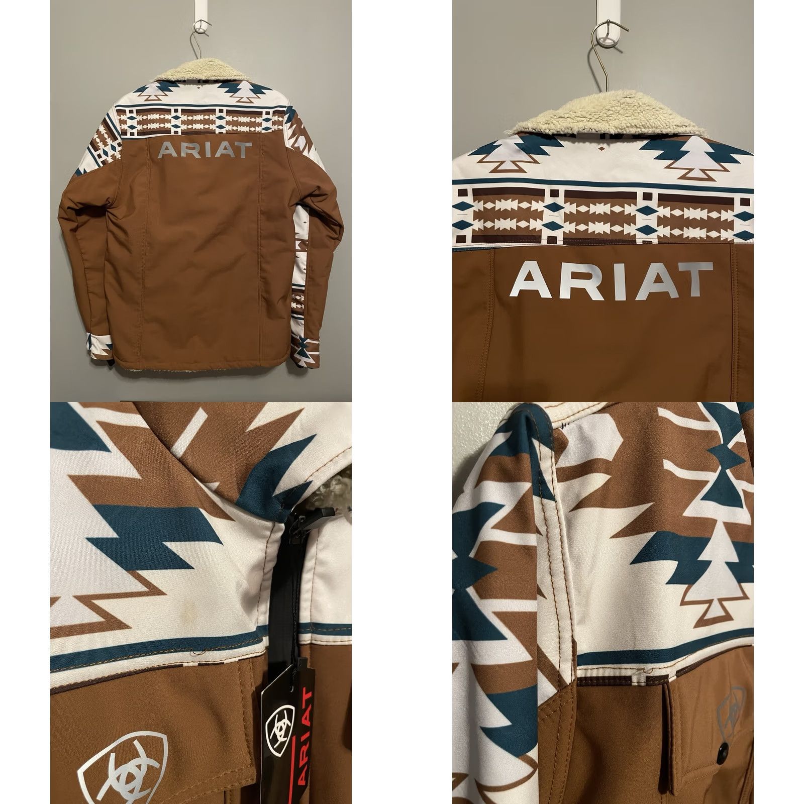 Ariat Ariat Jacket Men’s M Softshell Leather Sherpa Aztec Brown Motorcycle Cowboy NWT Size US M / EU 48-50 / 2 - 8 Thumbnail
