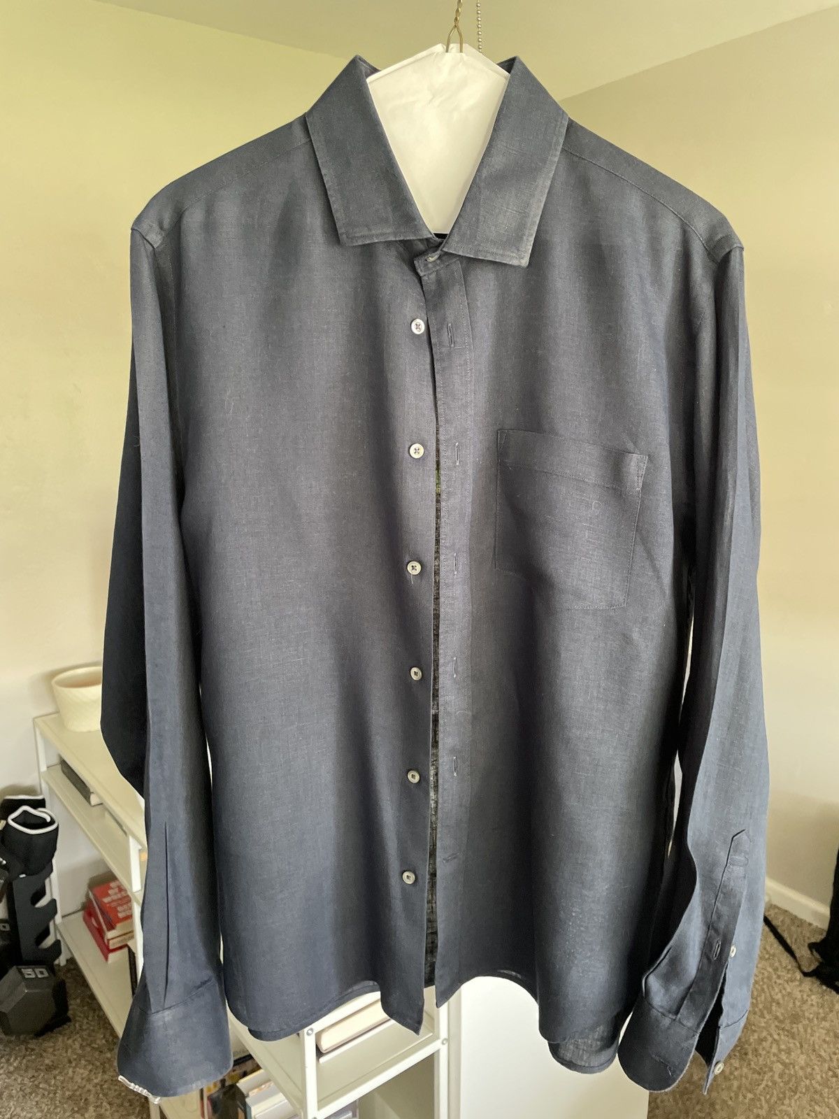 Mango Mango - Classic Dark Navy - Linen Button Down - XS Size US XS / EU 42 / 0 - 1 Thumbnail