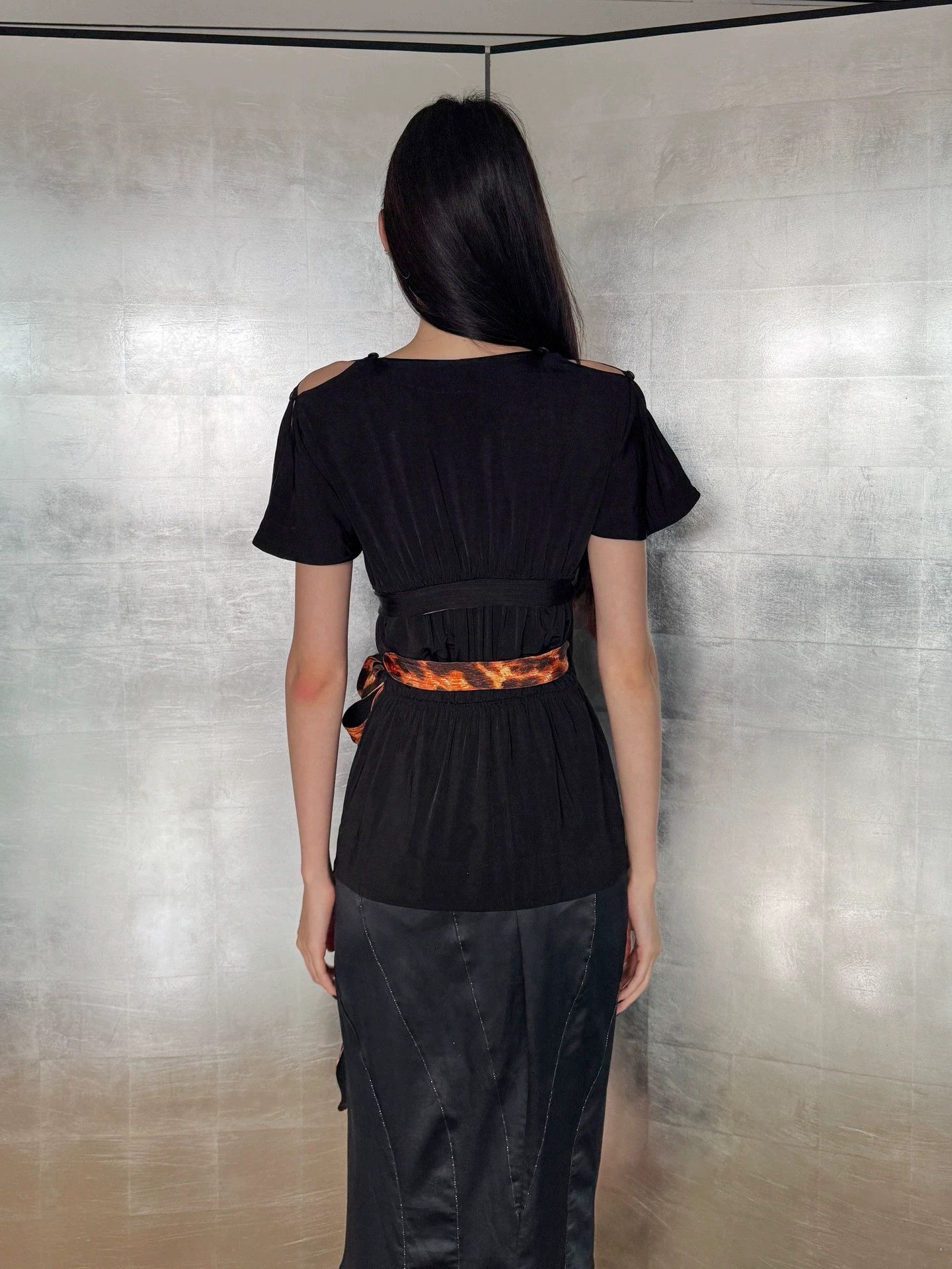 Just Cavalli Women's Just Cavalli Shoulder-Cutout Tie-Waist Top Size S / US 4 / IT 40 - 8 Thumbnail