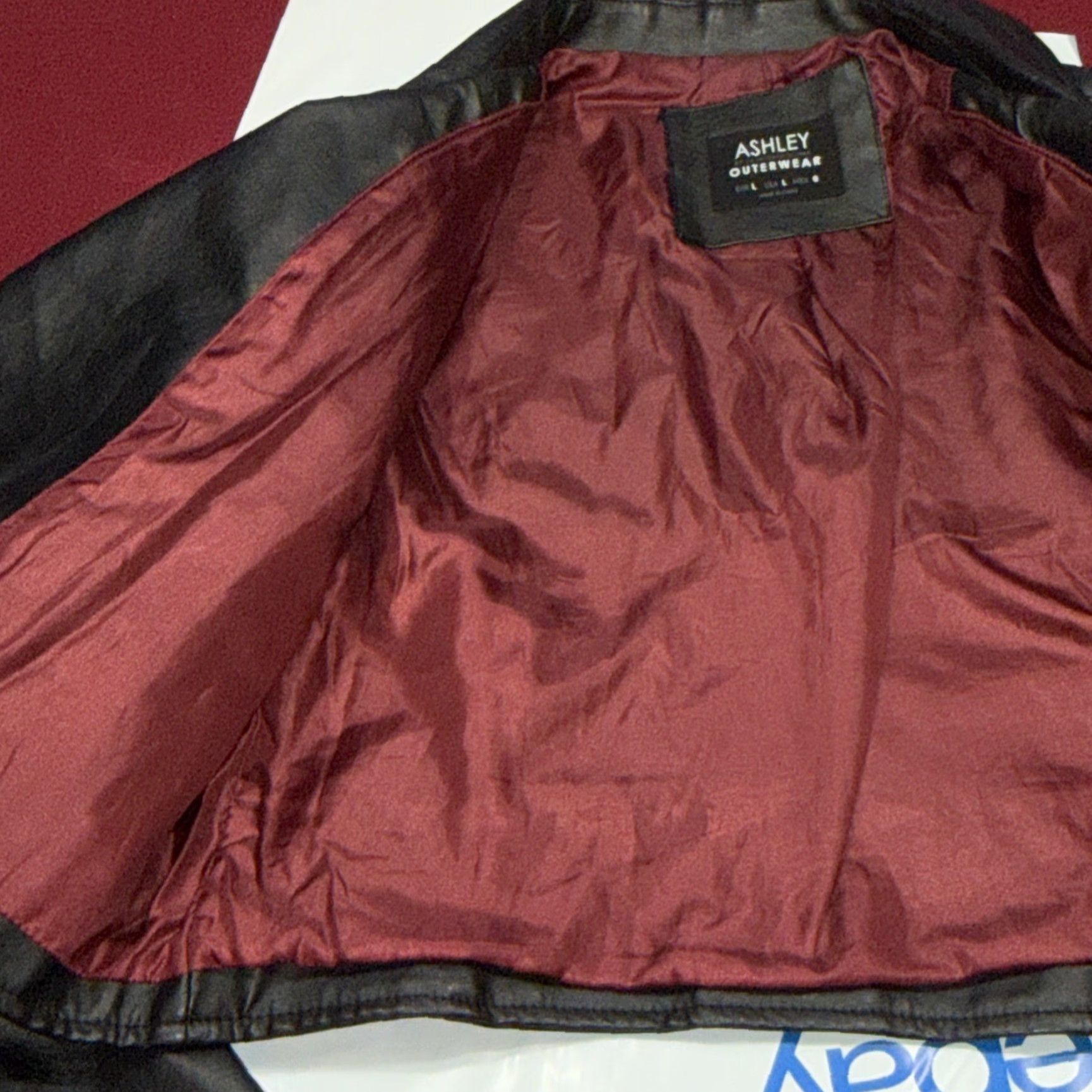 Vintage ASHLEY 26 INTERNATIONAL BRENDA Jacket WOMEN Large Black Faux Leather Moto Biker Size L / US 10 / IT 46 - 6 Thumbnail
