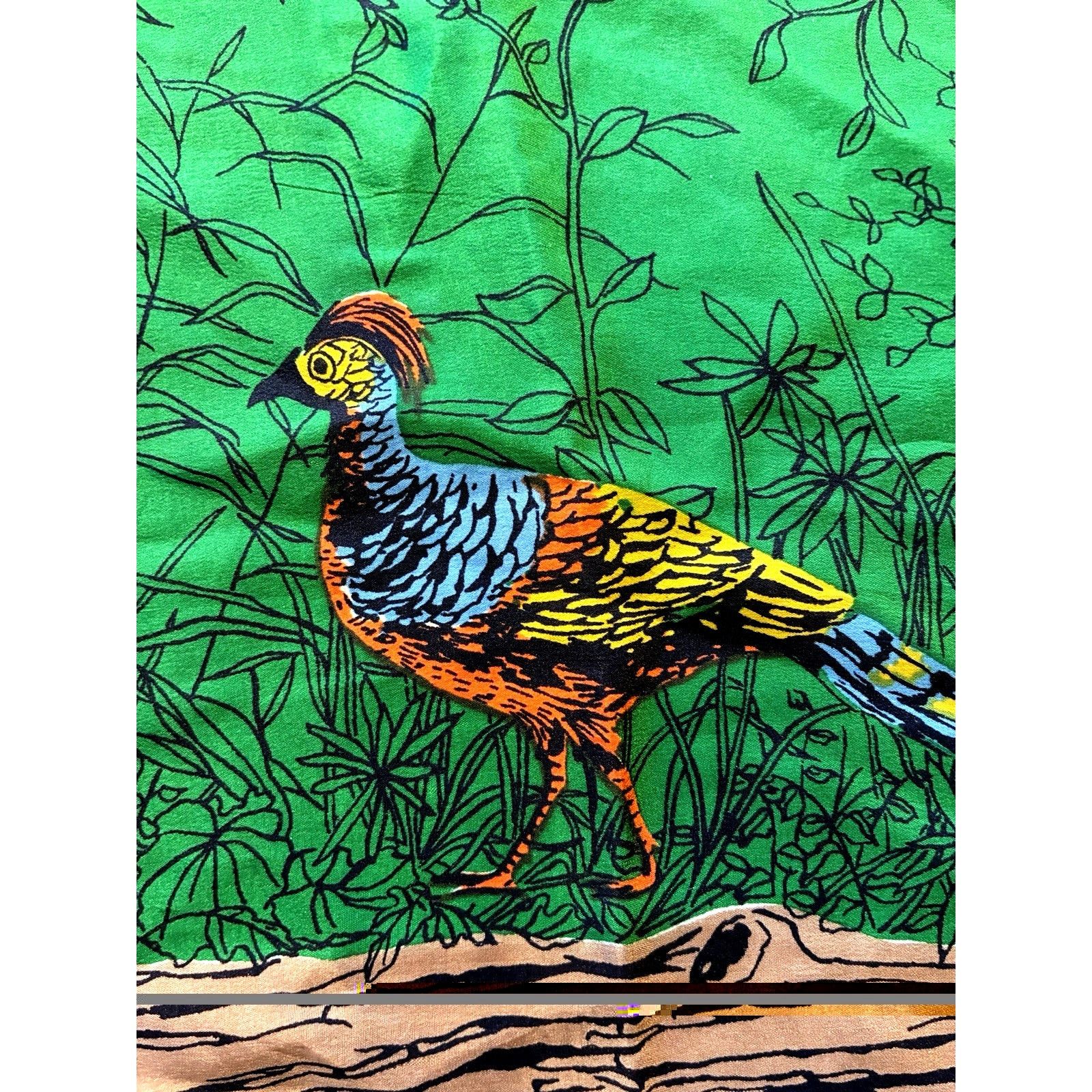 Other VTG Scarf Pheasant Bird Nature Green Hunting Wood Border 70s Size ONE SIZE - 3 Thumbnail