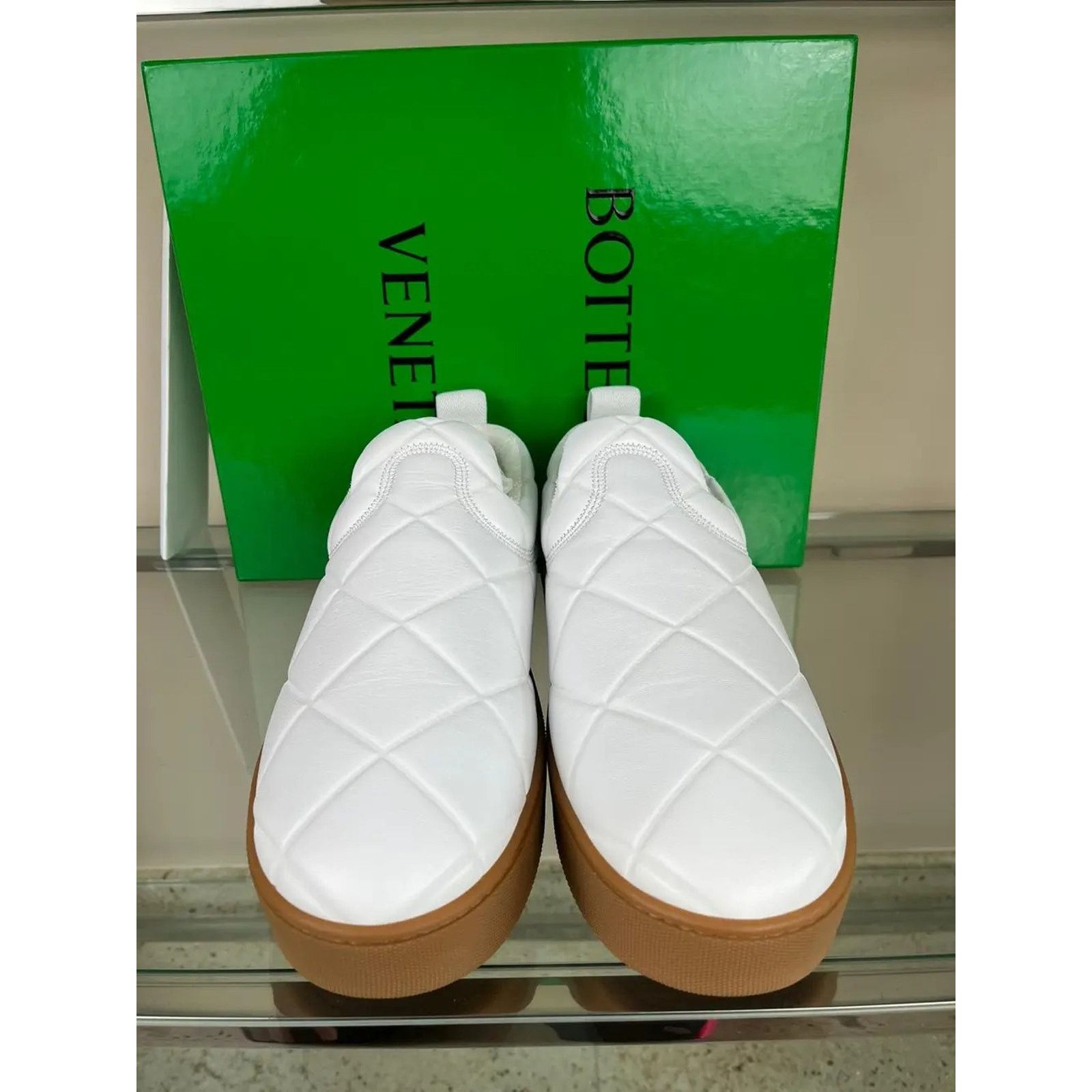 Bottega Veneta o1rshd1 Quilted Nappa Leather Sneakers in White Size US 8 / EU 41 - 5 Thumbnail