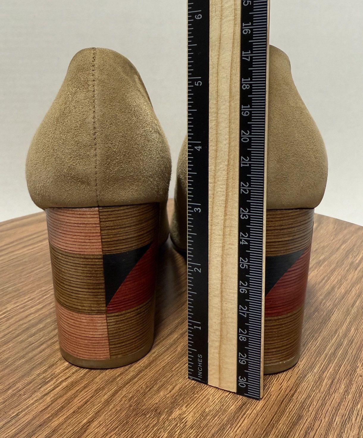 Anthropologie Anthropologie Suede Camel Pointed Checkerbox Wood Block Heel Size US 11 / IT 41 - 4 Thumbnail
