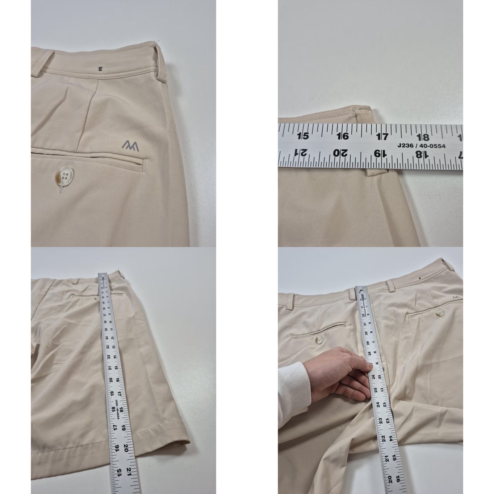 Mizzen+Main Mizzen+Main Harbour Shorts Mens 34 Beige Chino 10" Inseam Regular Waist 34 Casual Pockets MM Logo Menswear Size US 34 / EU 50 - 8 Thumbnail