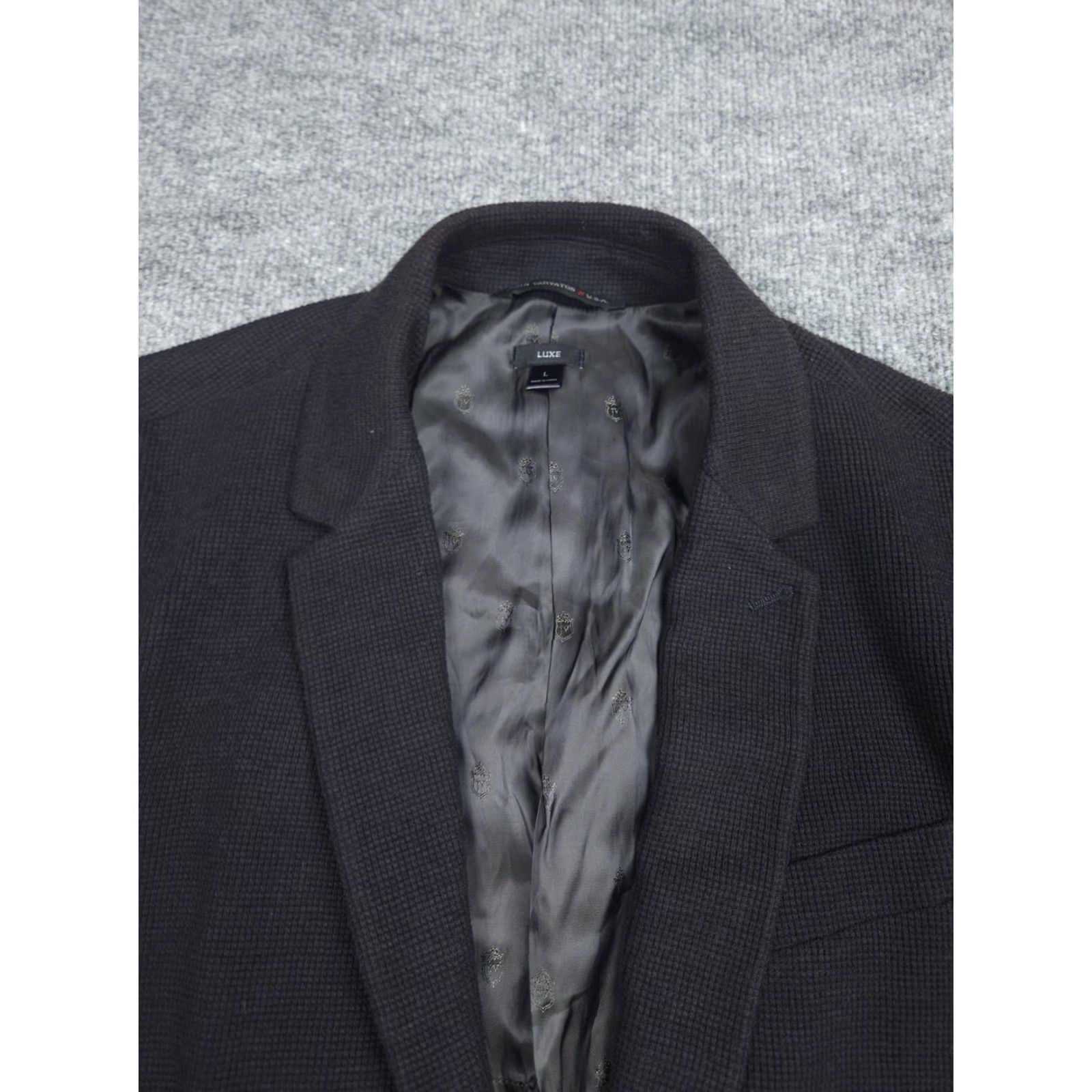John Varvatos John Varvatos USA Blazer Jacket Men Large 42 Gray LUXE Textured Cotton Blend Regular Single-Breasted Two-Button Sports Coat Size 42R - 4 Thumbnail