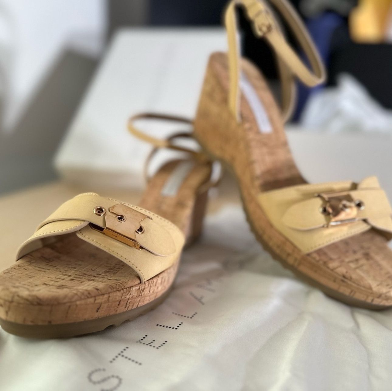 Stella McCartney Stella McCartney cork wedge buckle sandles tan 41 Size US 11 / IT 41 - 6 Thumbnail