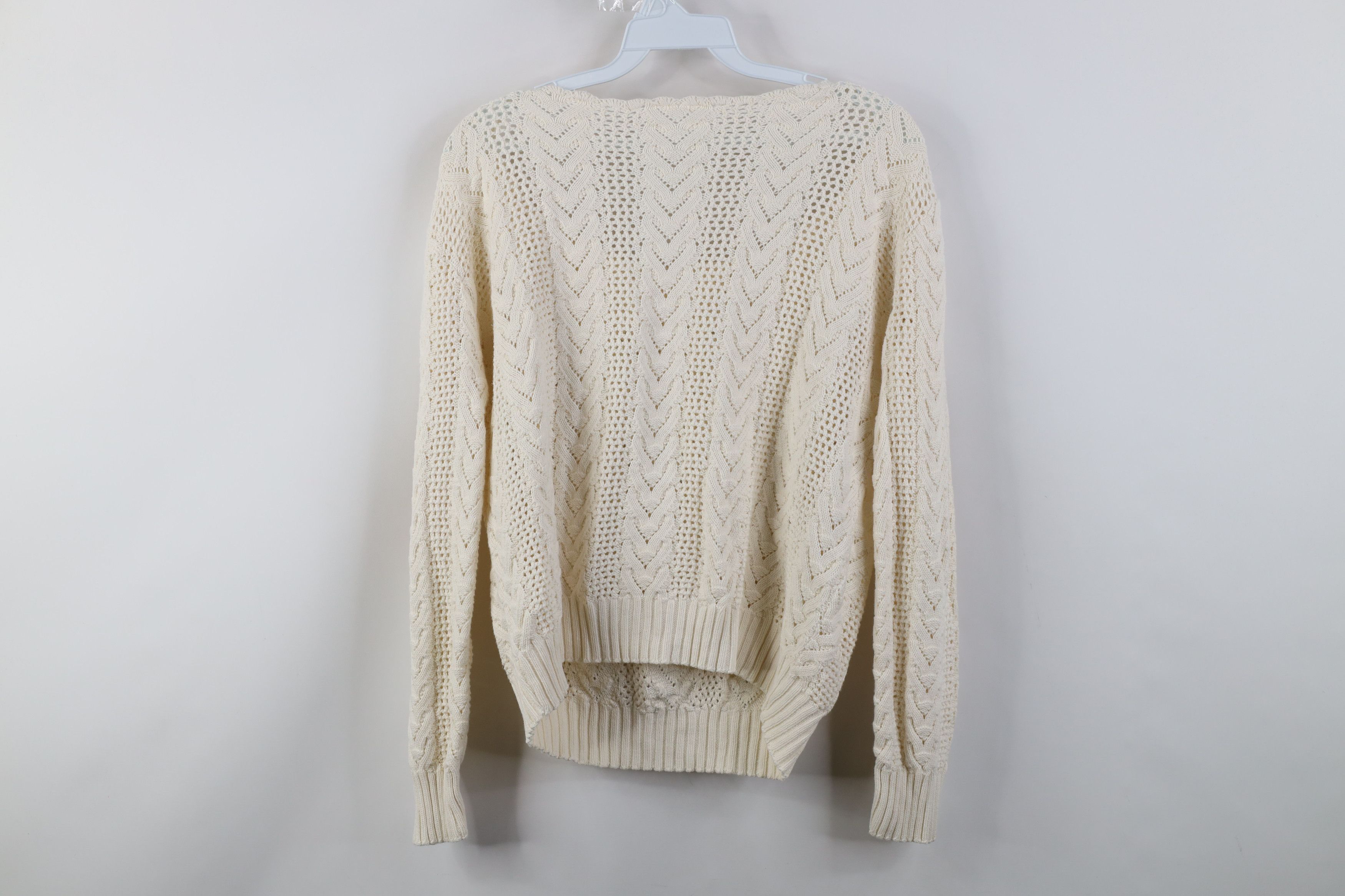 Vintage Vintage 90s Y2K Babydoll Crochet Ribbed Knit Sweater White Size M / US 6-8 / IT 42-44 - 8 Thumbnail