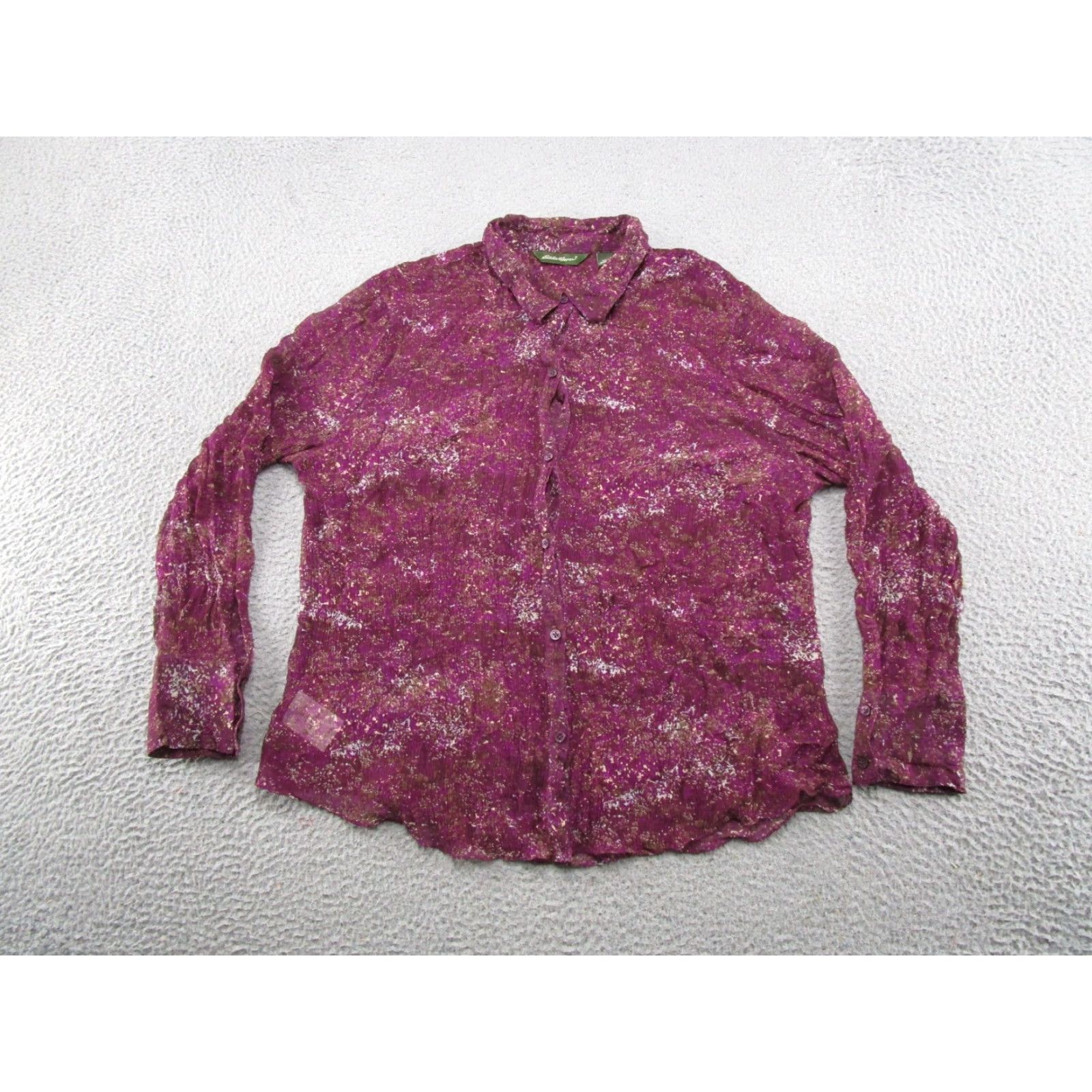 Eddie Bauer Eddie Bauer Women’s Silk Floral Shirt 2XL Button Down Long Sleeve Lightweight Size XXL / US 16-18 / IT 52-54 - 2 Thumbnail