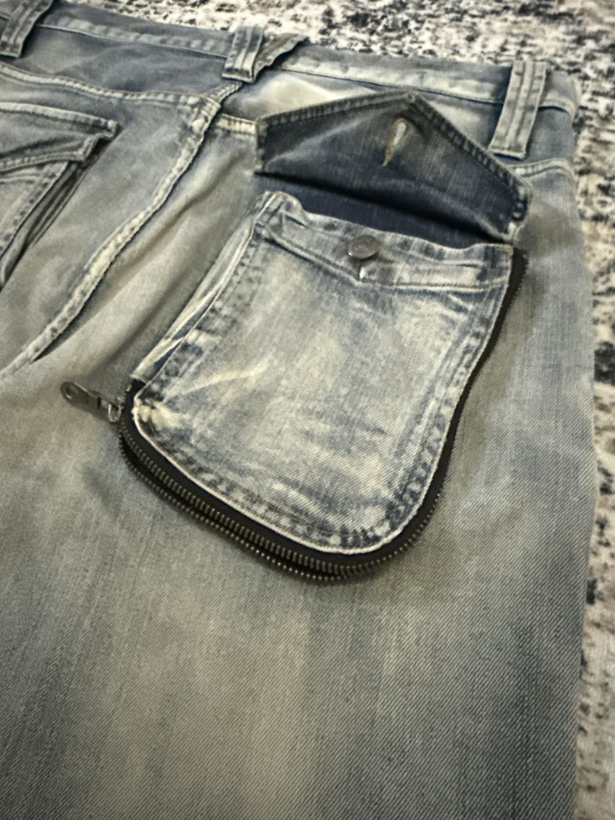 If Six Was Nine 2000s PPFM Japan Panneled Curved Leg Stacked Jeans Size US 33 - 17 Thumbnail