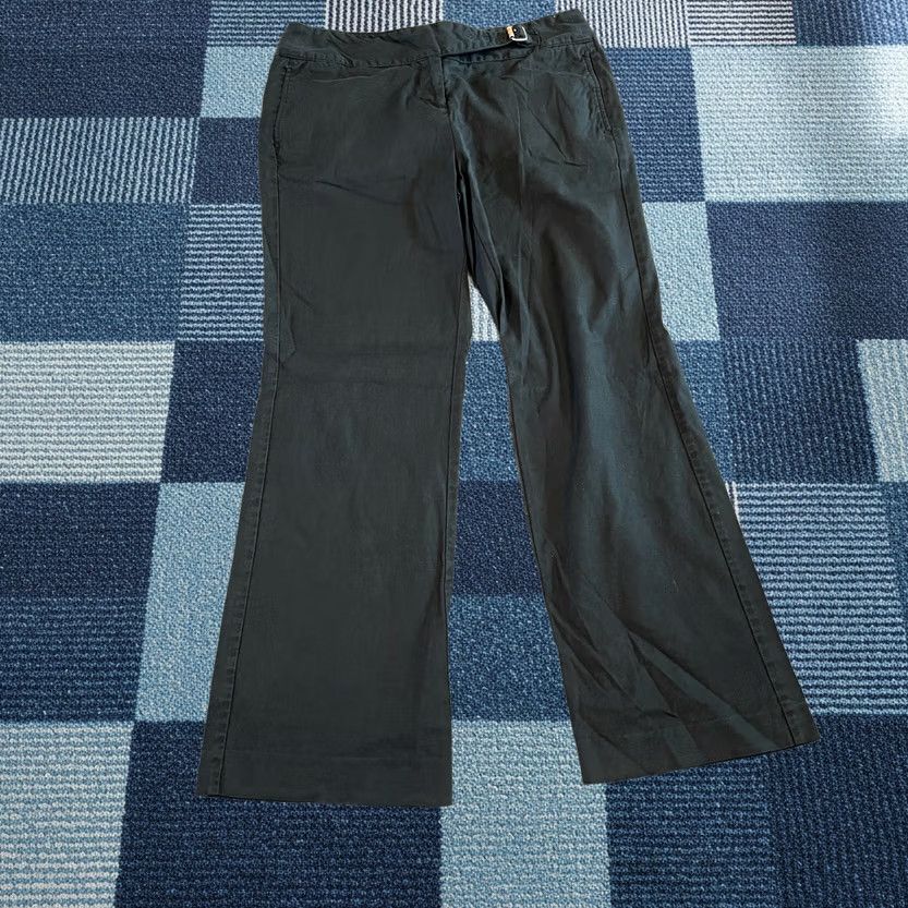George George Pants Womens 10 Black Hi Rise Chino Wide Leg Stretch Flat Front Casual Size 32" / US 10 / IT 46 - 1 Thumbnail