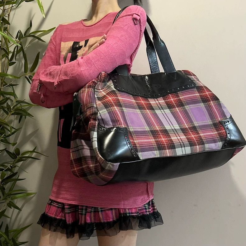 Vivienne Westwood Vivienne Westwood Purple checkered bag, single shoulder ba Size ONE SIZE - 1 Thumbnail
