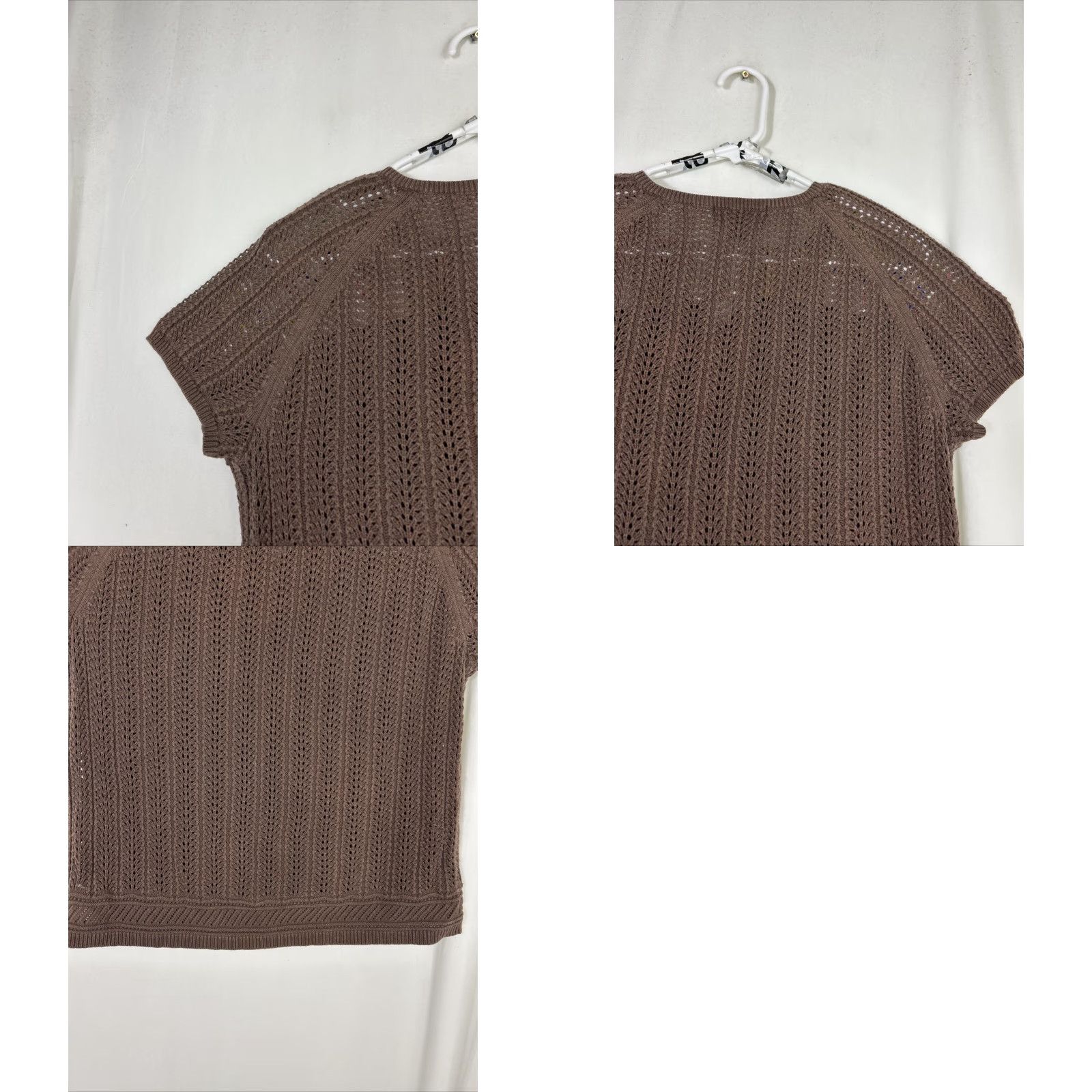 Eddie Bauer VINTAGE Eddie Bauer Women’s Knit Pullover V-Neck Short Sleeve Shirt L Brown Size L / US 10 / IT 46 - 8 Thumbnail