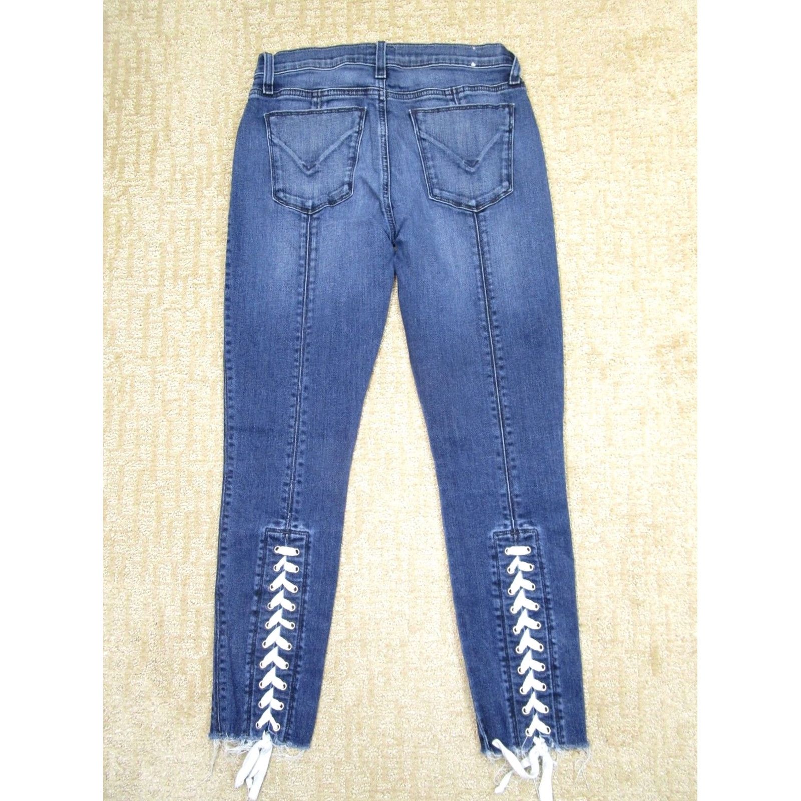 Hudson Hudson Jeans Women 27 Blue Skinny Ankle Pants Lace Up Dark Wash Denim Crop 5-Pocket Regular Rise Shoes Mens Womens Size 27" / US 4 / IT 40 - 3 Thumbnail