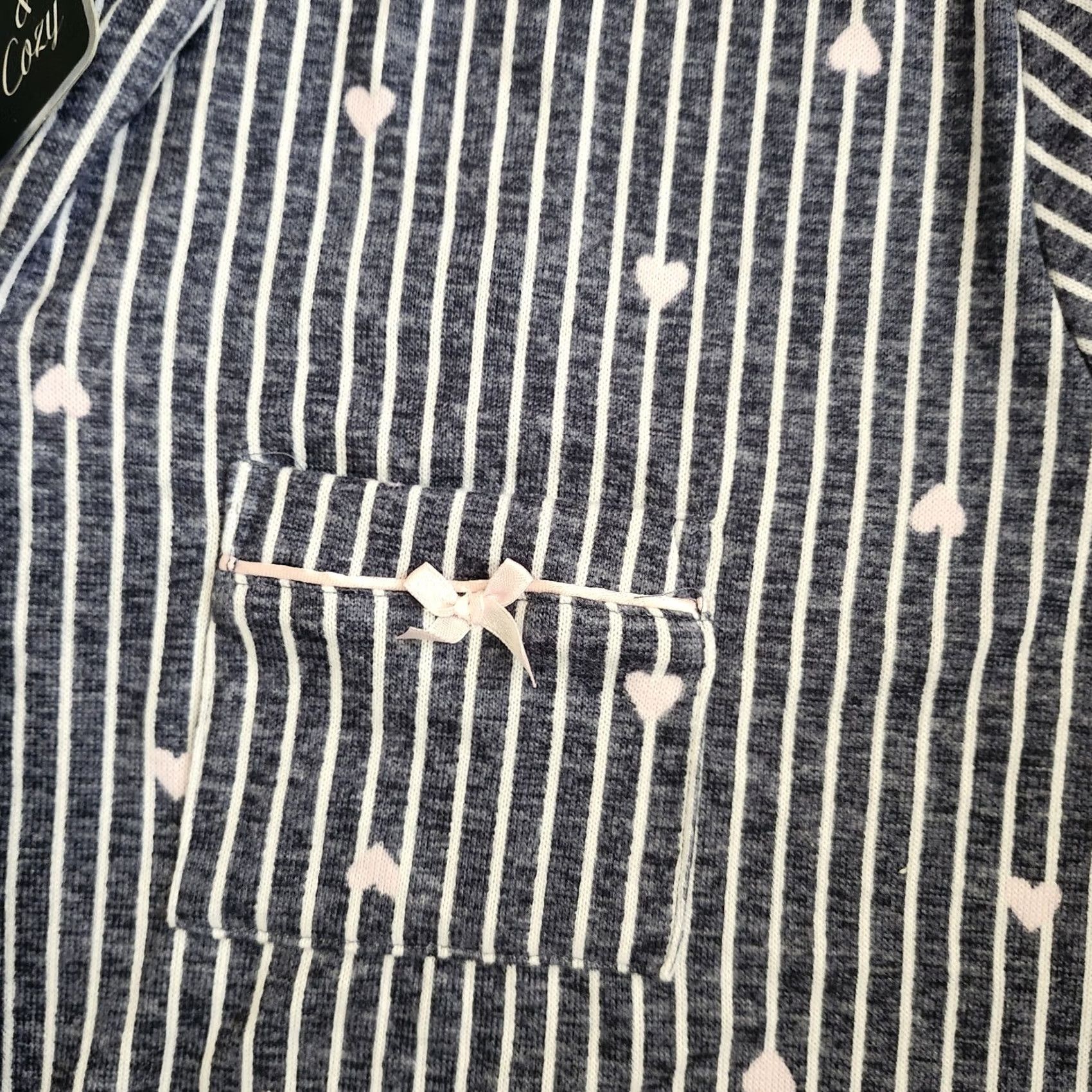 Pinko PINK Laura Ashley Junior Pajama Top Denim Striped Button Short Sleeve XL Multicolor Teens Womens Mens Size XL / US 12-14 / IT 48-50 - 7 Thumbnail