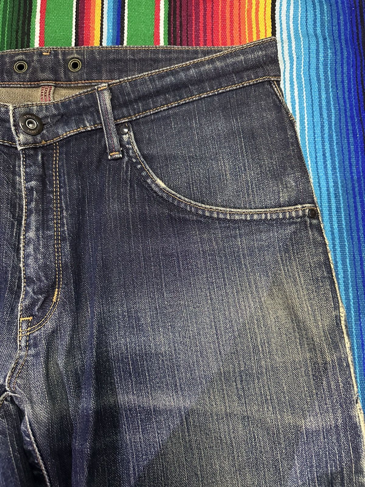 Edwin 💥 Edwin Twist Leg 💥Denim Edwin blue trip with flare design 💥 Size US 34 / EU 50 - 9 Thumbnail