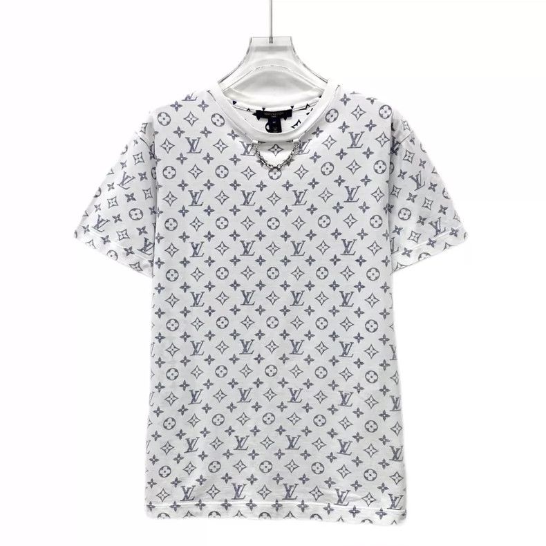 Louis Vuitton Louis Vuitton White logo full-print cotton crewneck short- Size M / US 6-8 / IT 42-44 - 1 Thumbnail