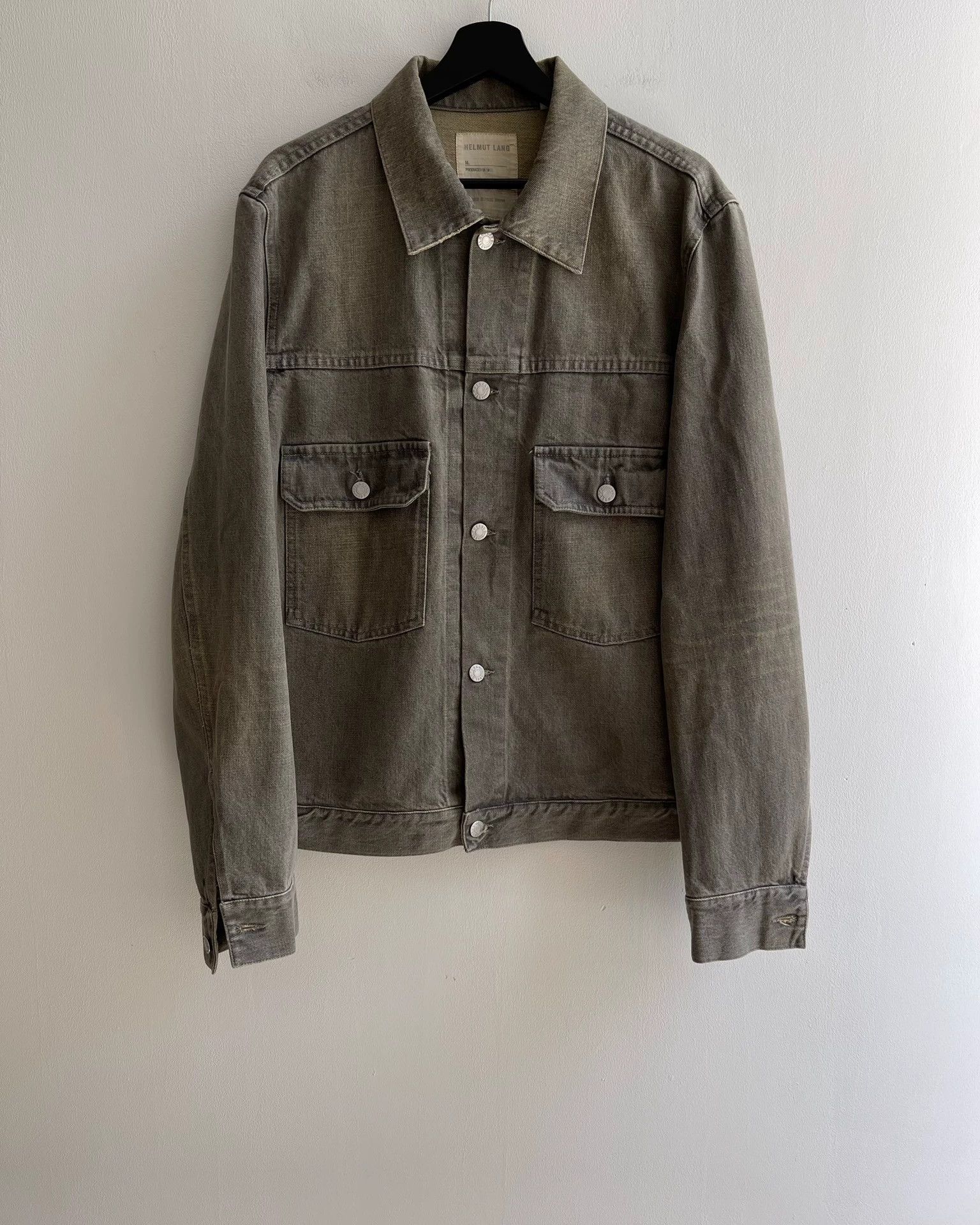 Pre-owned Helmut Lang Vintage Sanded Denim Jacket In Grey