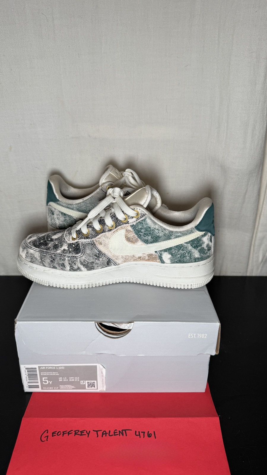 Nike Nike Air Force 1 Low “Marble” / White Grey Pattern (GS Sz 5) Size US 6.5 / IT 36.5 - 6 Thumbnail