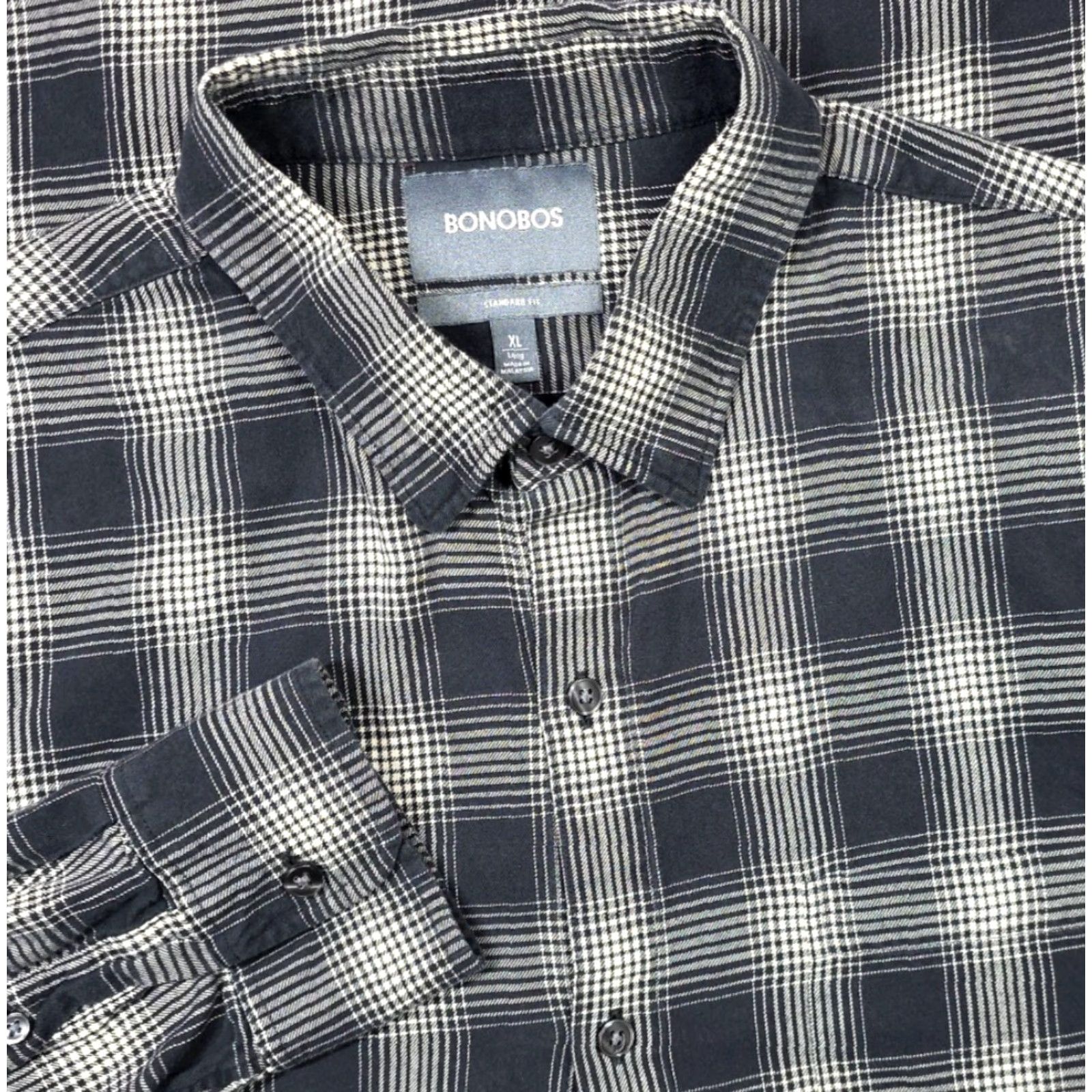 Bonobos Bonobos Shirt Button-Up Long Sleeve Plaid Men’s XL Black Gray Size US XL / EU 56 / 4 - 2 Thumbnail