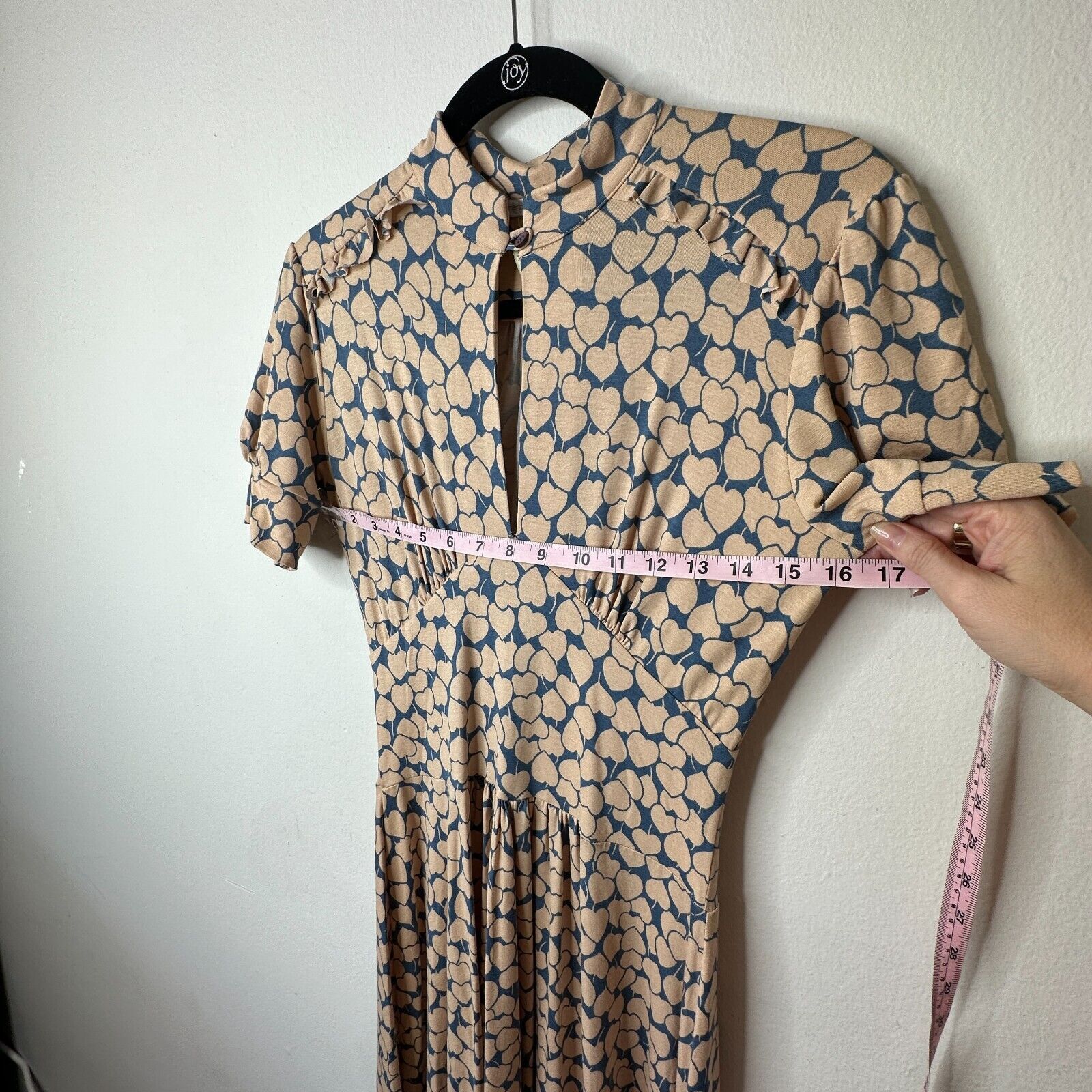 Anthropologie Maria Bonita Extra Blue Tan Heart Keyhole Front Maxi Dress M Size M / US 6-8 / IT 42-44 - 11 Thumbnail