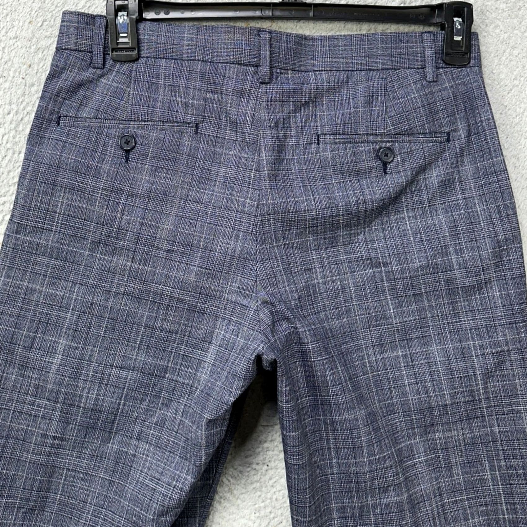 Murano Murano Zac Fit Mens 32X32 Dress Pants Navy Blue Plaid Flat Front Authentic NEW Size US 32 / EU 48 - 3 Thumbnail