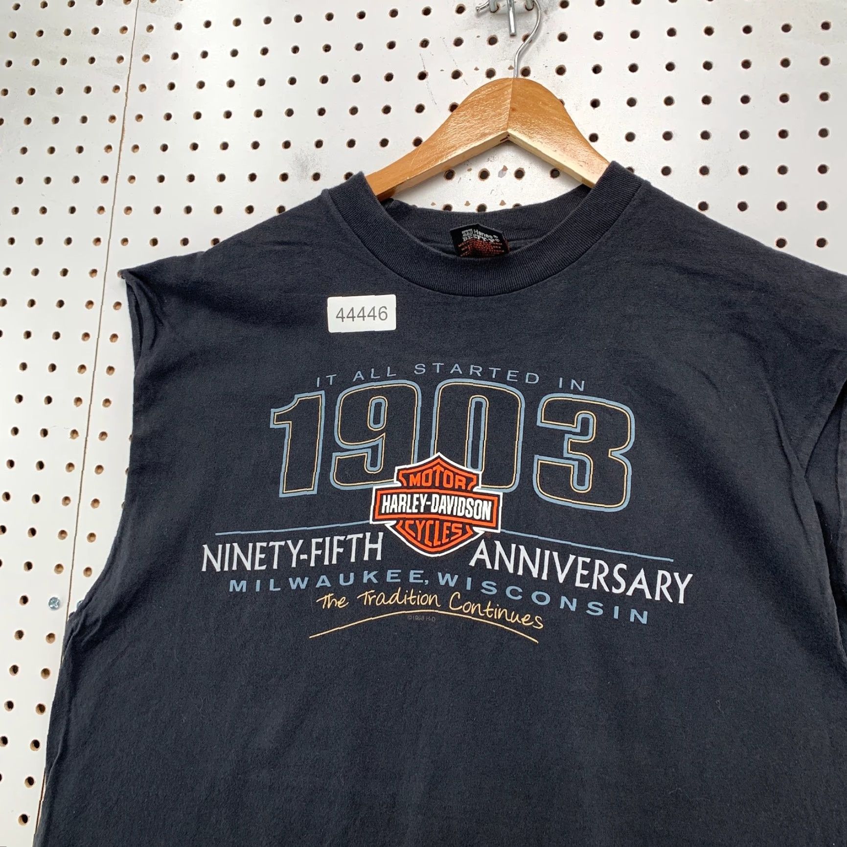 Harley Davidson VINTAGE Harley-Davidson 95th Anniversary Shirt Mens XL Black UKE Wisconsin USA Crew Neck Short Sleeve T-Shirt Motorcycle 1990s Mens Size US XL / EU 56 / 4 - 5 Thumbnail