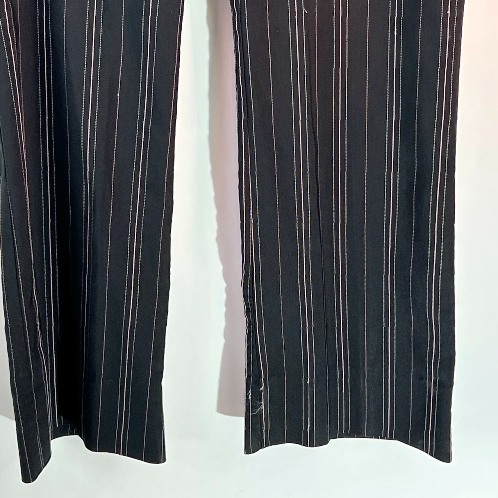 Vintage Studio Y Womens Flat Front Pinstripe Stretch Casual Black Trouser Pants Size 15 Size 36" / US 14 / IT 50 - 5 Thumbnail