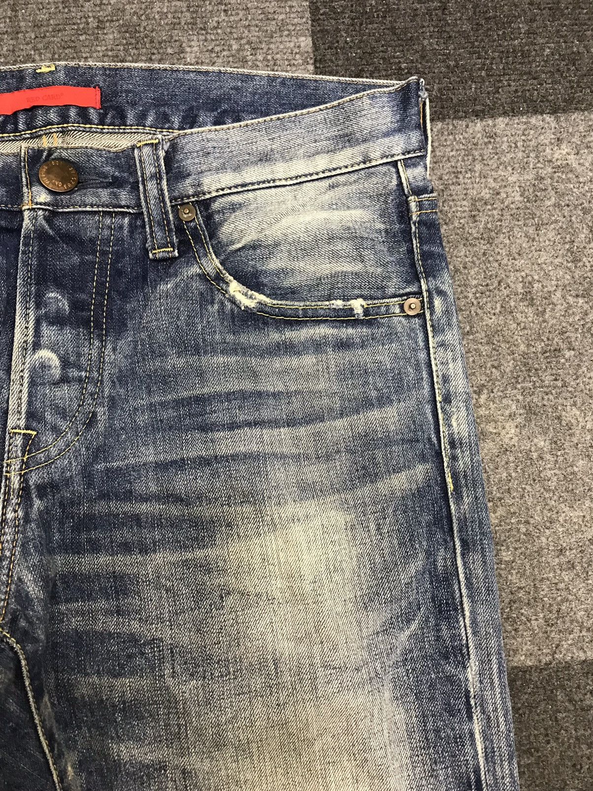 Japanese Brand 💥Insane 90s Style💥Red Card Stone Wash Fades Denim F454 Size US 32 / EU 48 - 4 Thumbnail