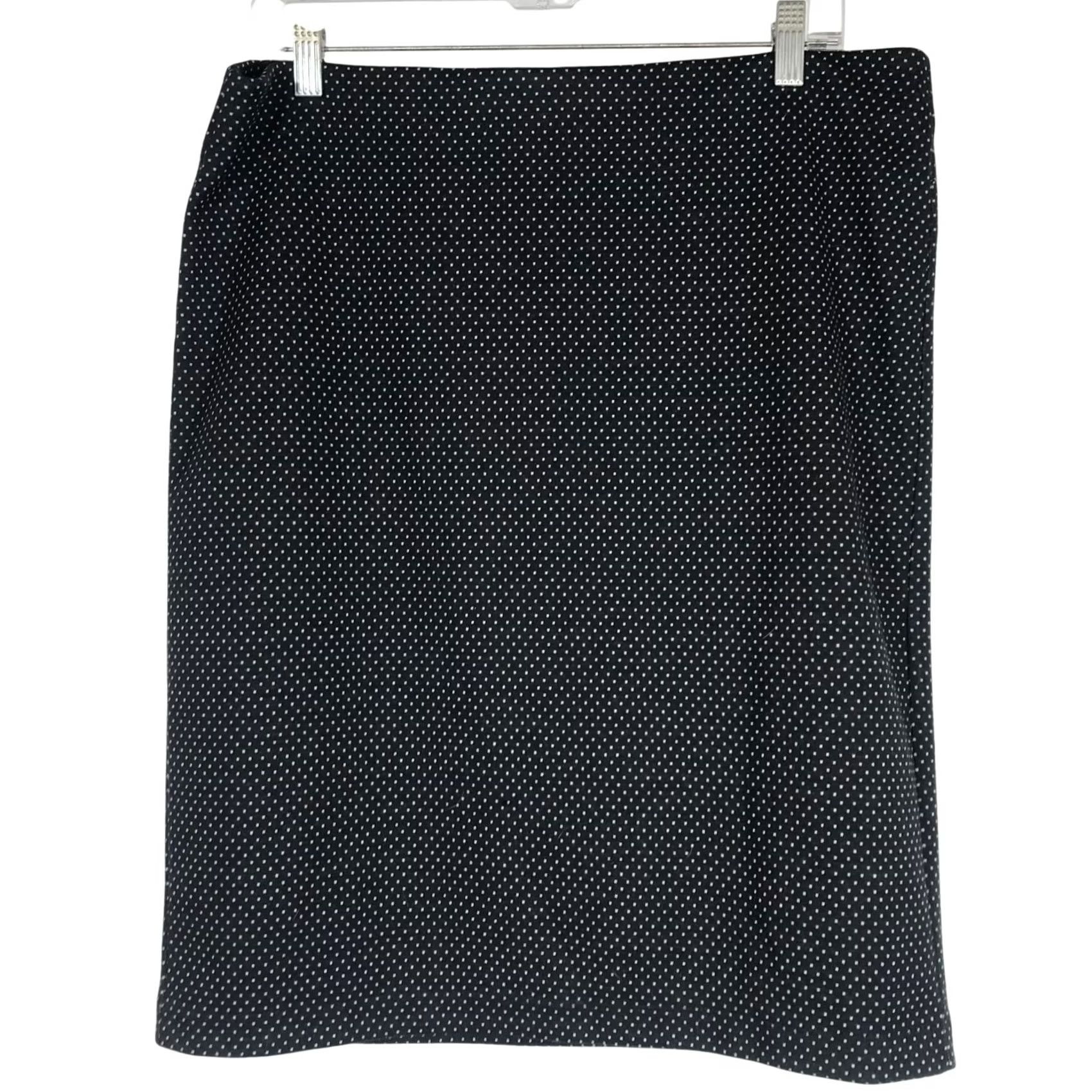 Loft LOFT Womens Large Black Polyester Skirt Pull-On Polka Dots Size 36" / US 14 / IT 50 - 2 Thumbnail