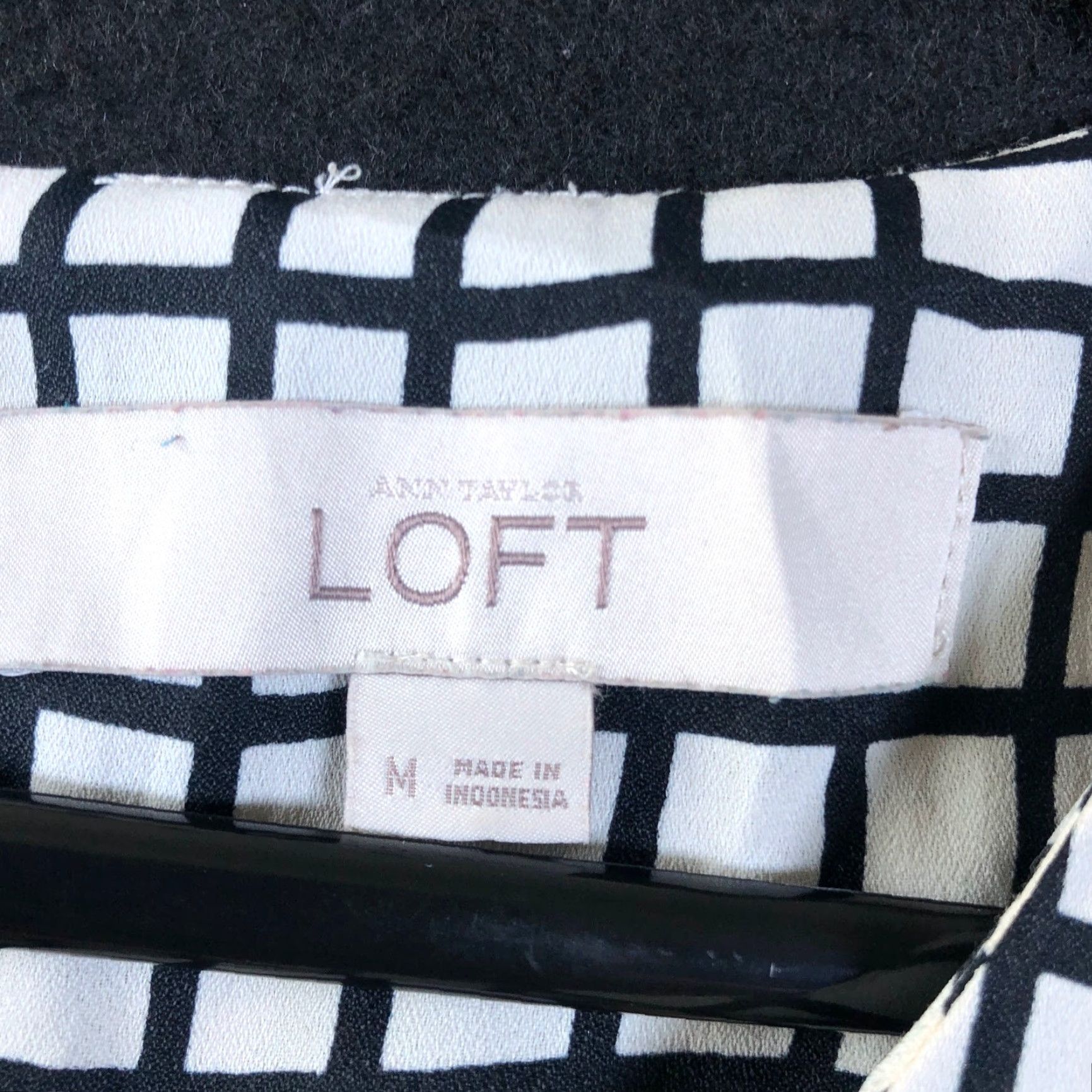 Loft LOFT Ann Taylor Womens Blouse White Black Short Sleeve Round Neck Medium Size M / US 6-8 / IT 42-44 - 6 Thumbnail