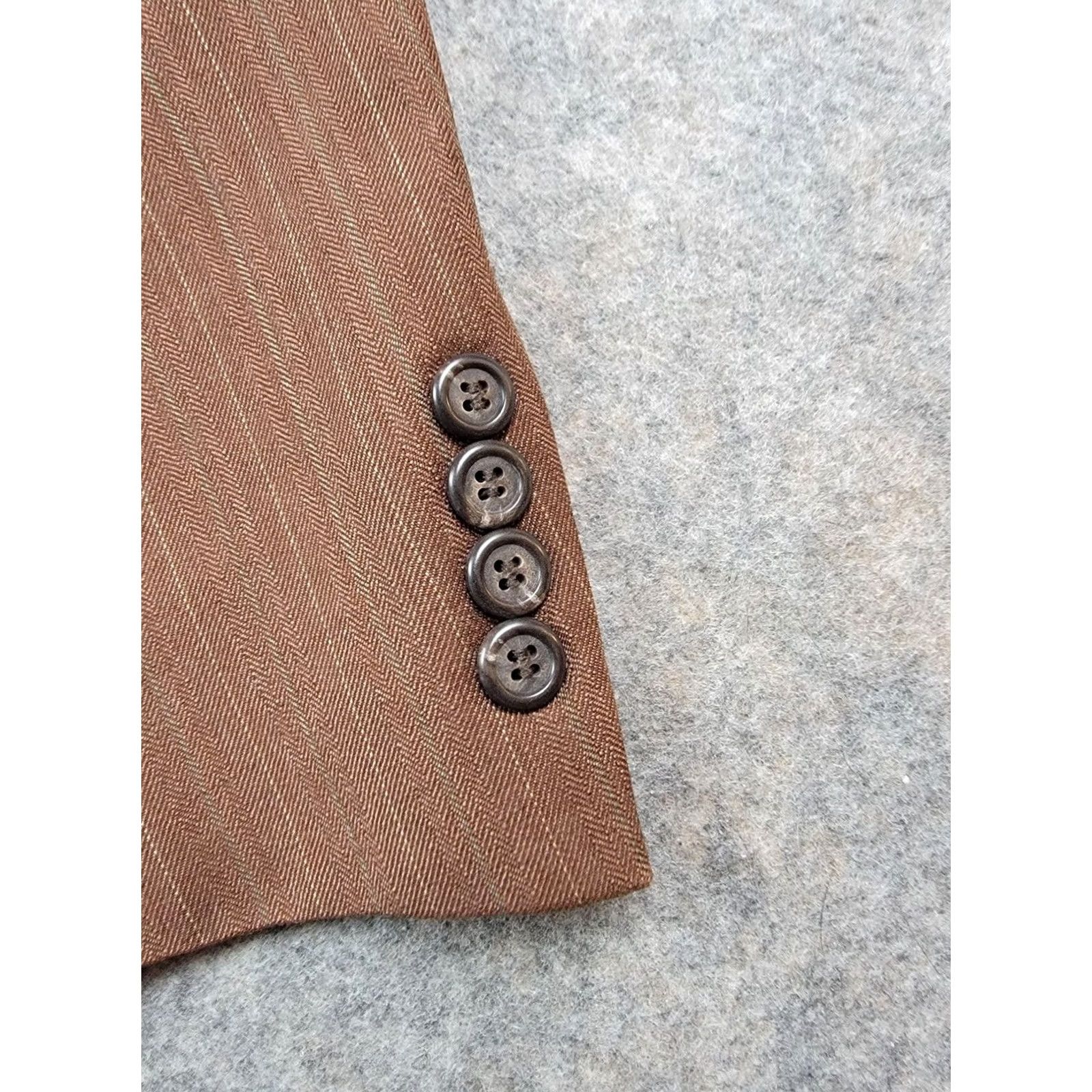 Polo Ralph Lauren Polo Ralph Lauren Suit Jacket Mens 44W Brown Striped Wool Holt Renfrew Vented Size US XXL / EU 58 / 5 - 6 Thumbnail