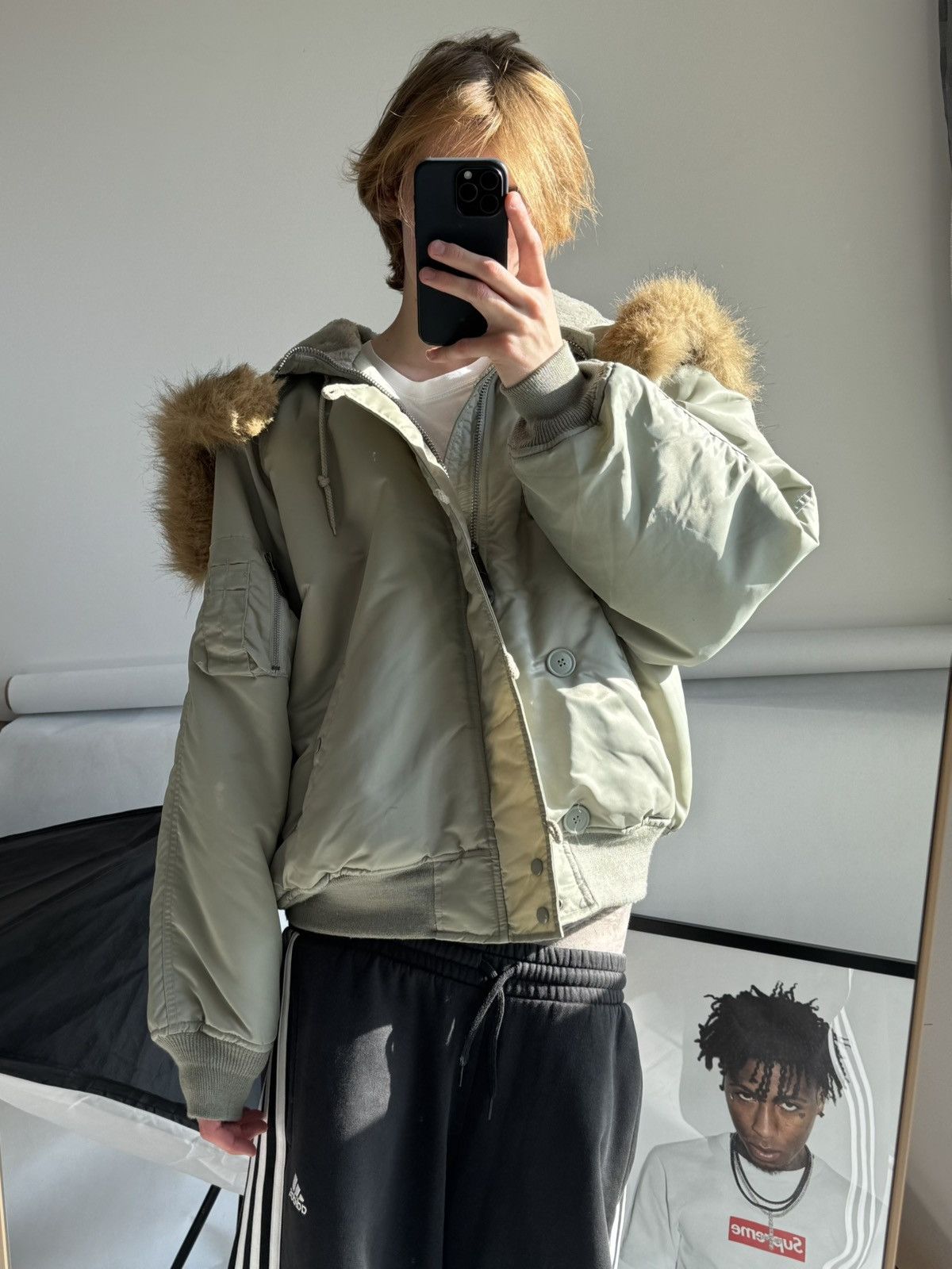 Vintage Fur N2b Bomber Jacket Alpha Industries Style Ma-1 XL