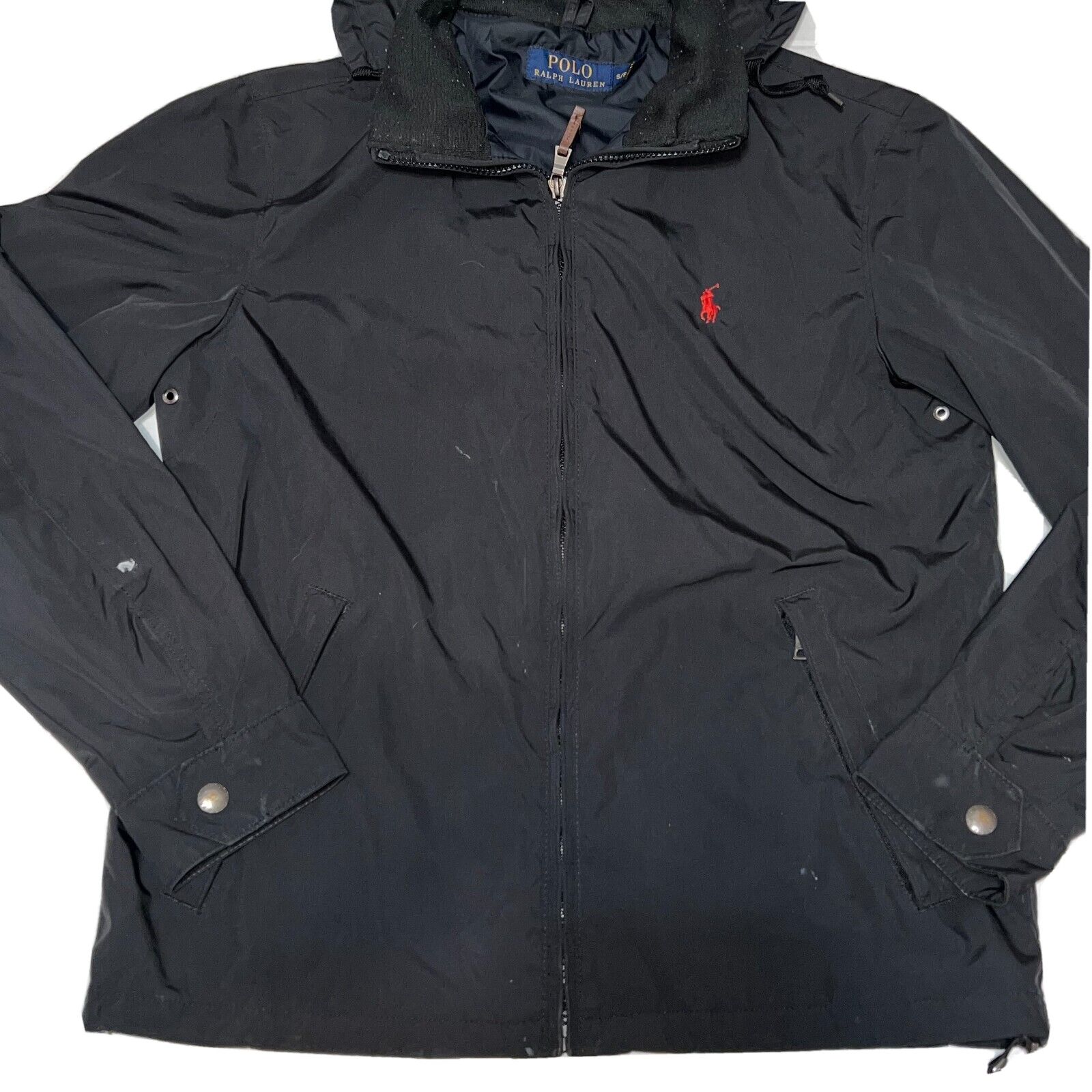 Polo Ralph Lauren Polo Ralph Lauren Full Zip Rain Jacket Mens Small Black Hood Size US S / EU 44-46 / 1 - 13 Thumbnail