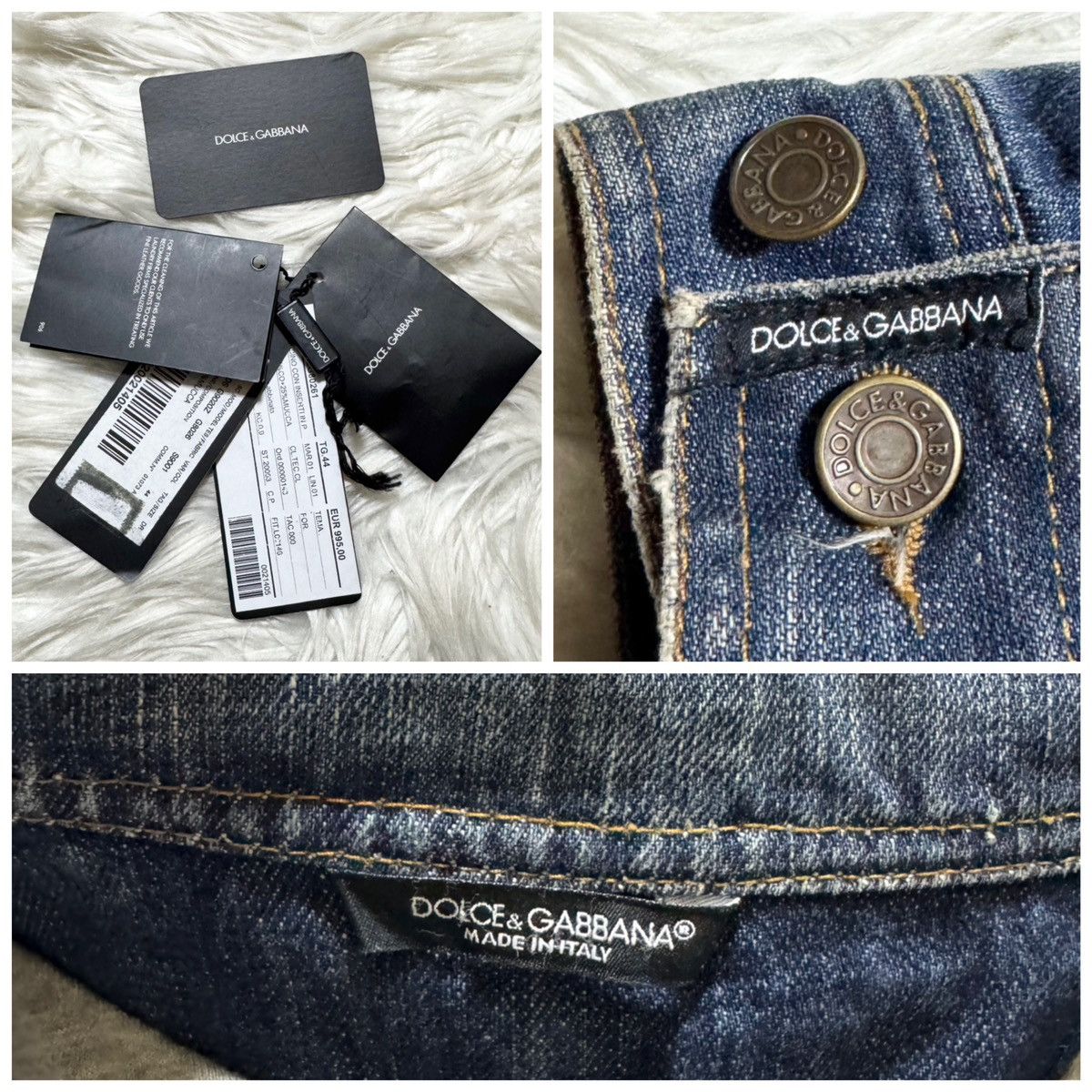 Dolce & Gabbana Dolce & Gabbana DG Plate Horse Fur Denim Jacket Size US S / EU 44-46 / 1 - 3 Thumbnail