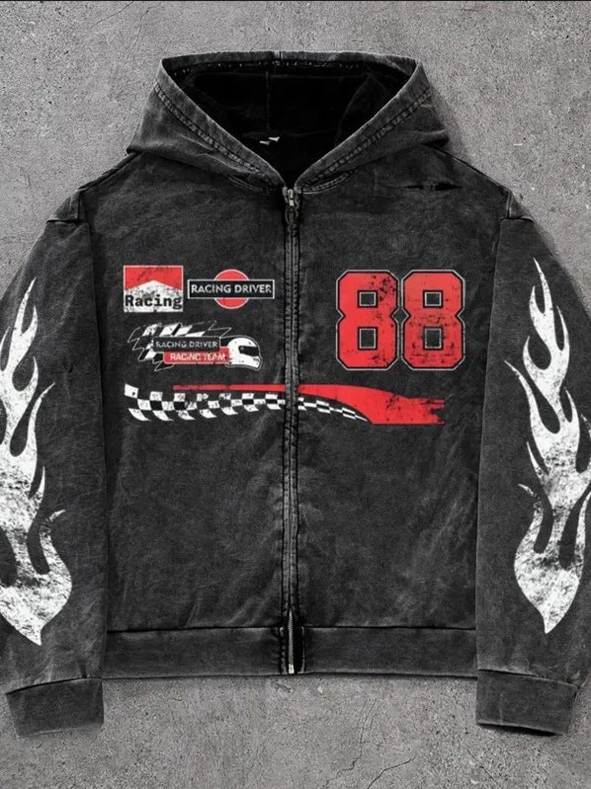 Other 'Racing Driver 88' Flame Washed Zip Hoodie Size US M / EU 48-50 / 2 - 6 Thumbnail